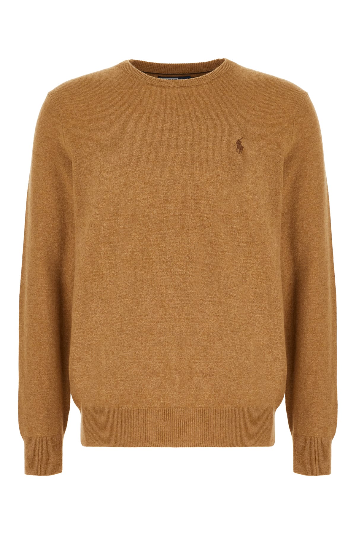 Polo Ralph Lauren Camel Wool Sweater In Latte Brown Heather