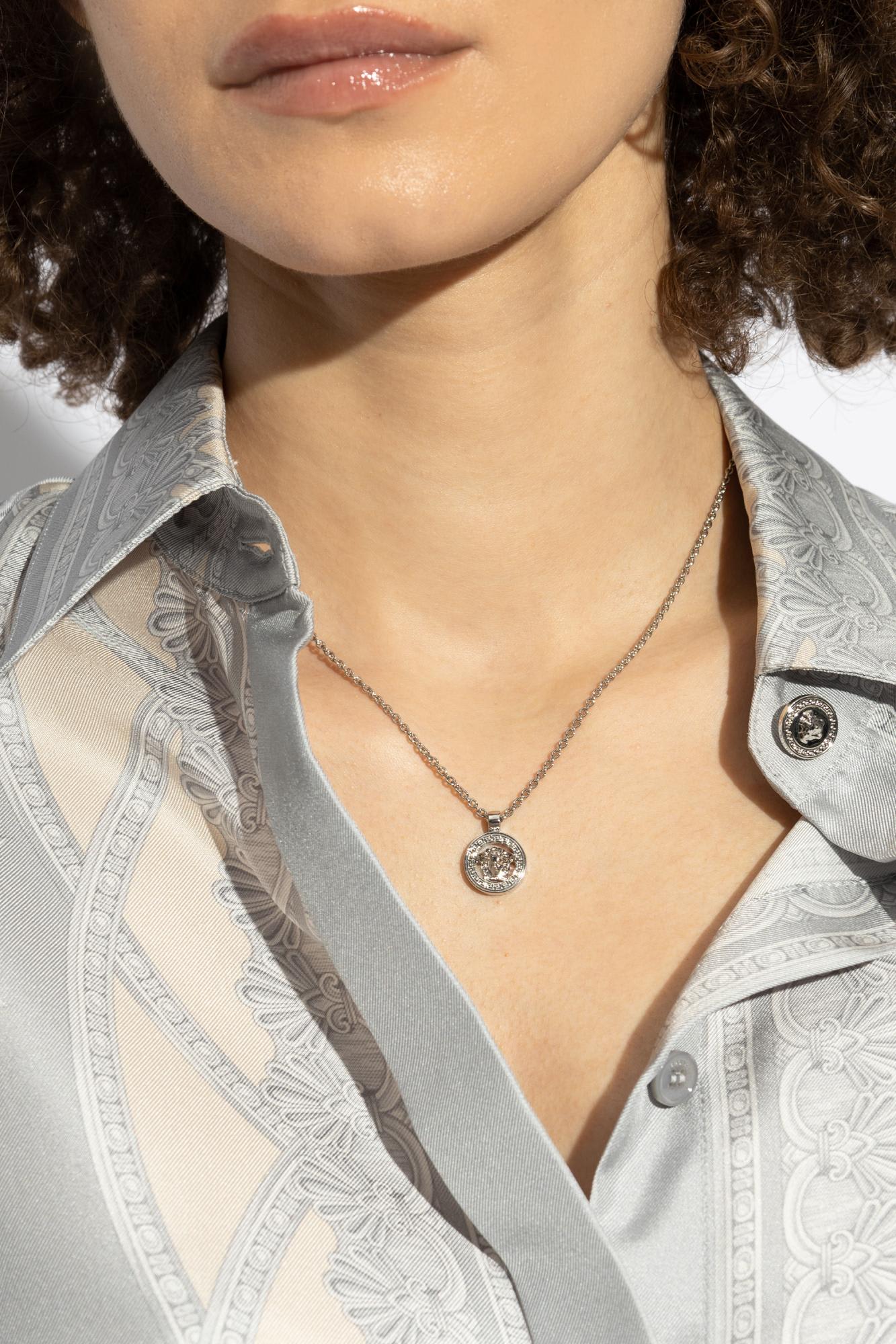 Versace Necklace With Pendant In Palladium