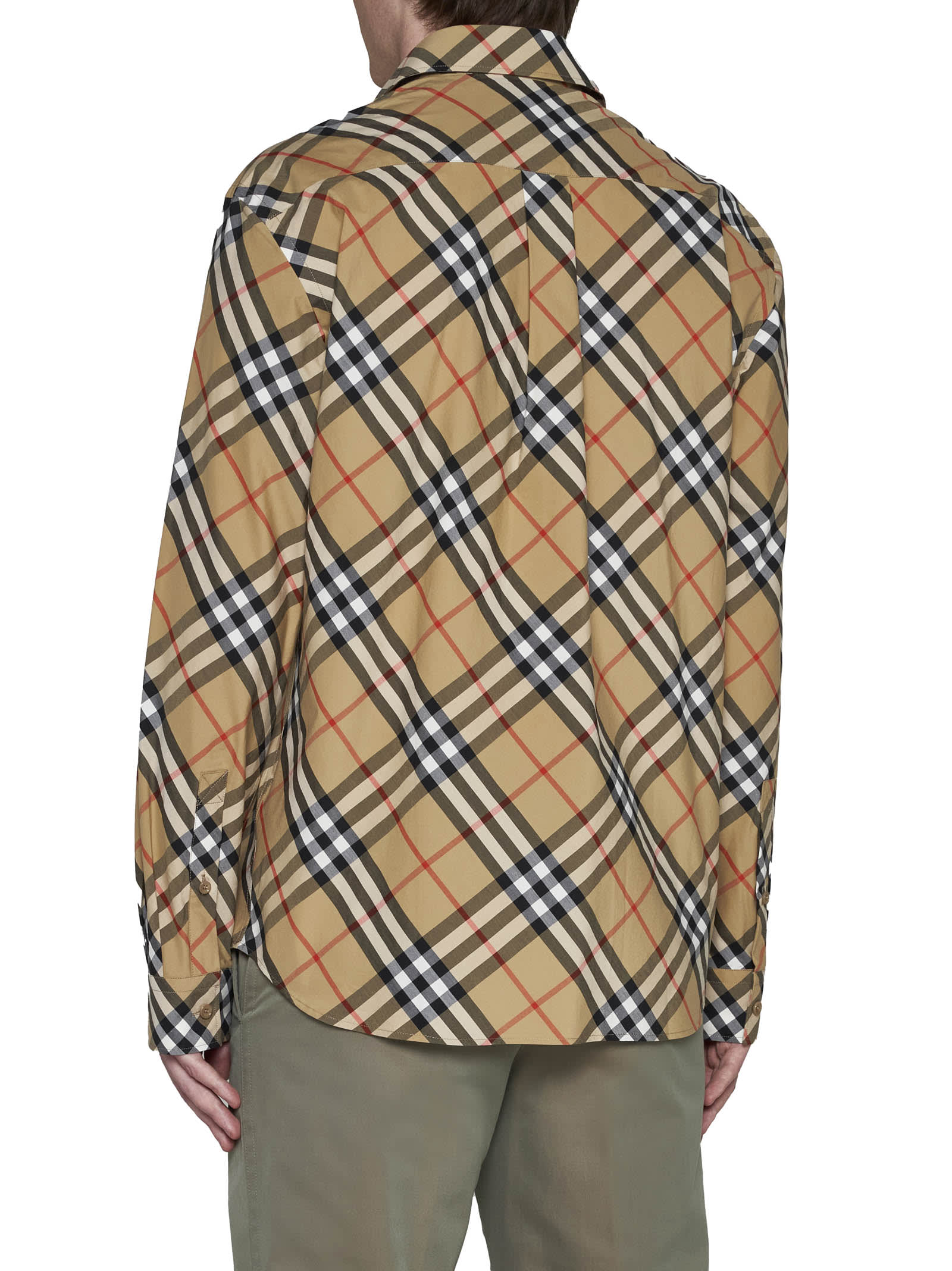Burberry Check Print Cotton Shirt In Sand Ip Check