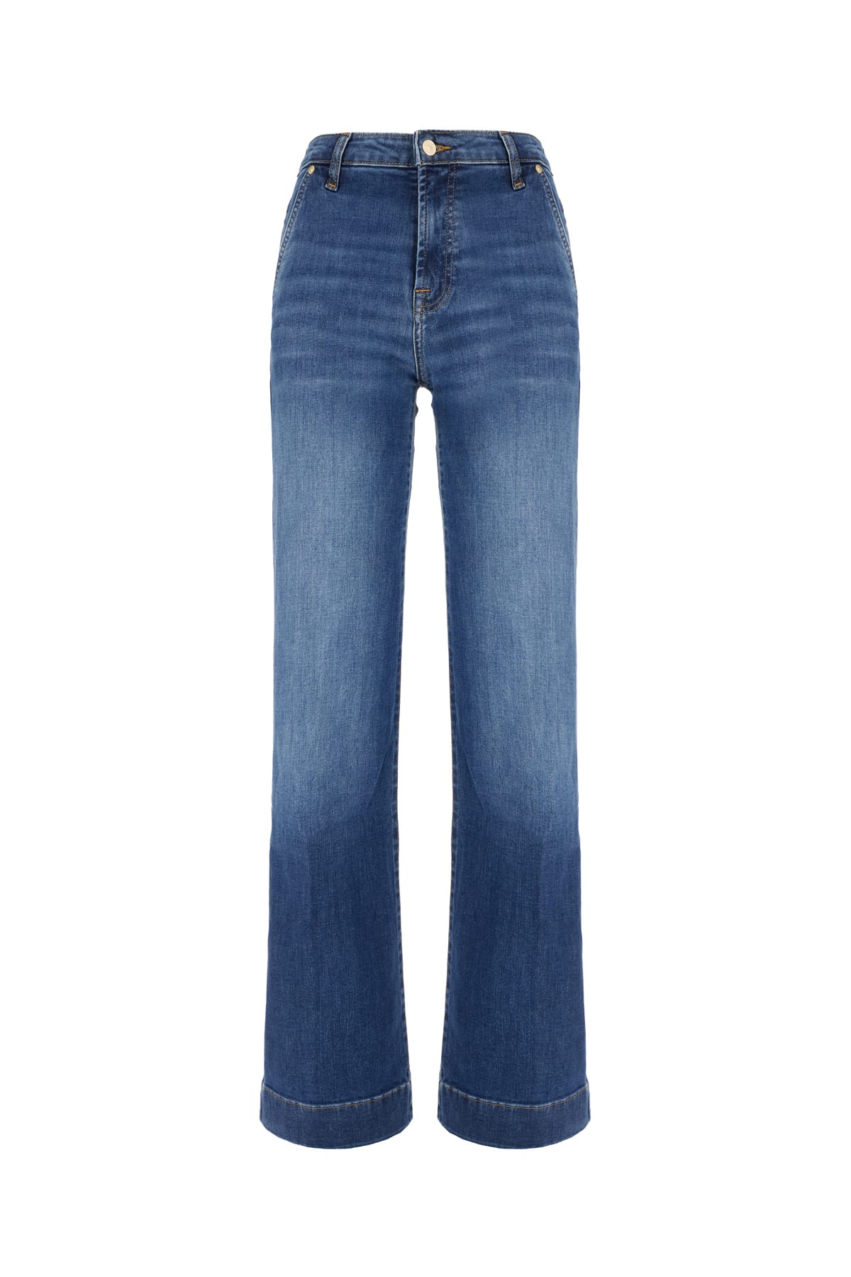 7 For All Mankind Dojo Stonewashed High-waist Jeans In Blue