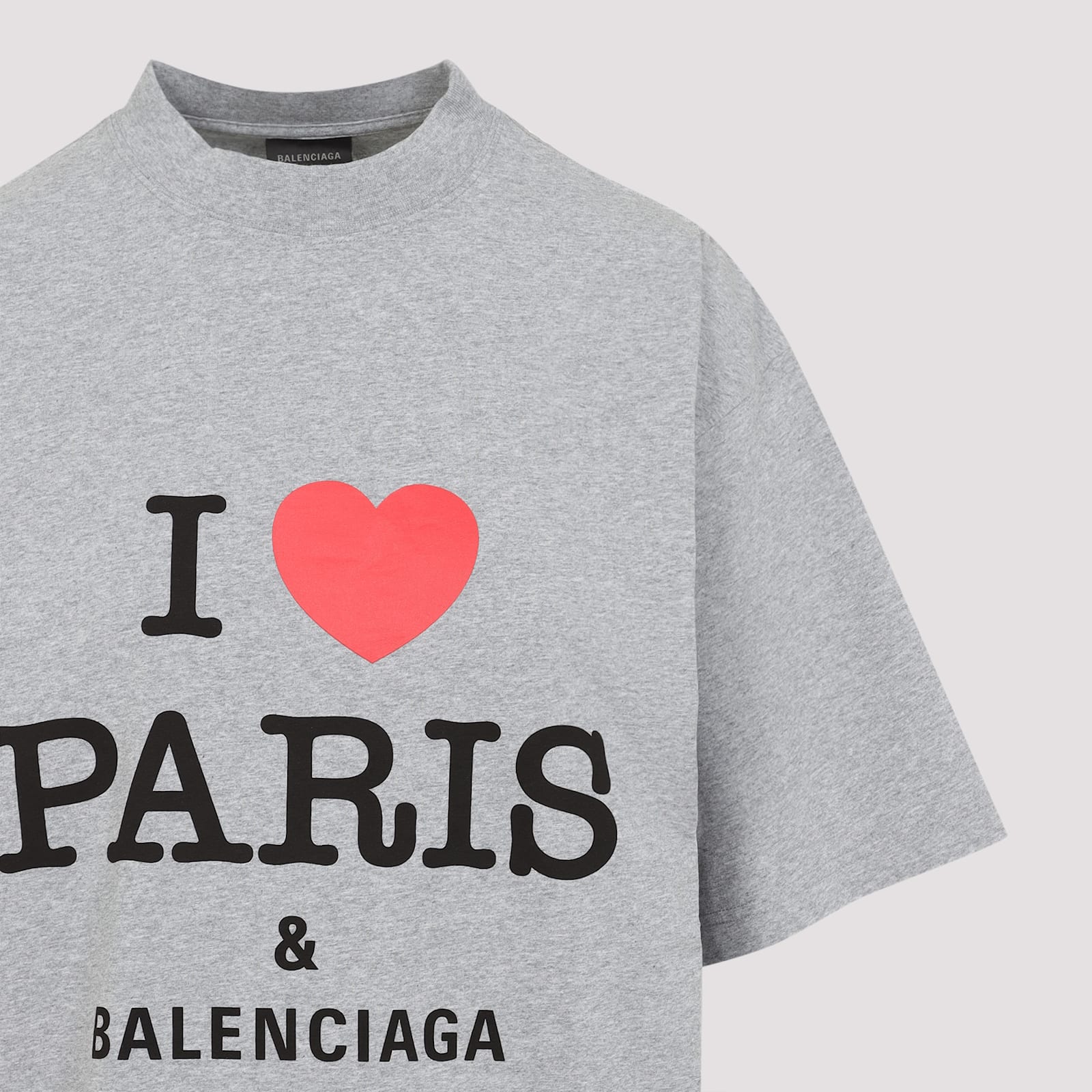 Balenciaga Grey Crewneck T-shirt With Maxi Logo Print On The Front In Cotton Woman In Heather Grey
