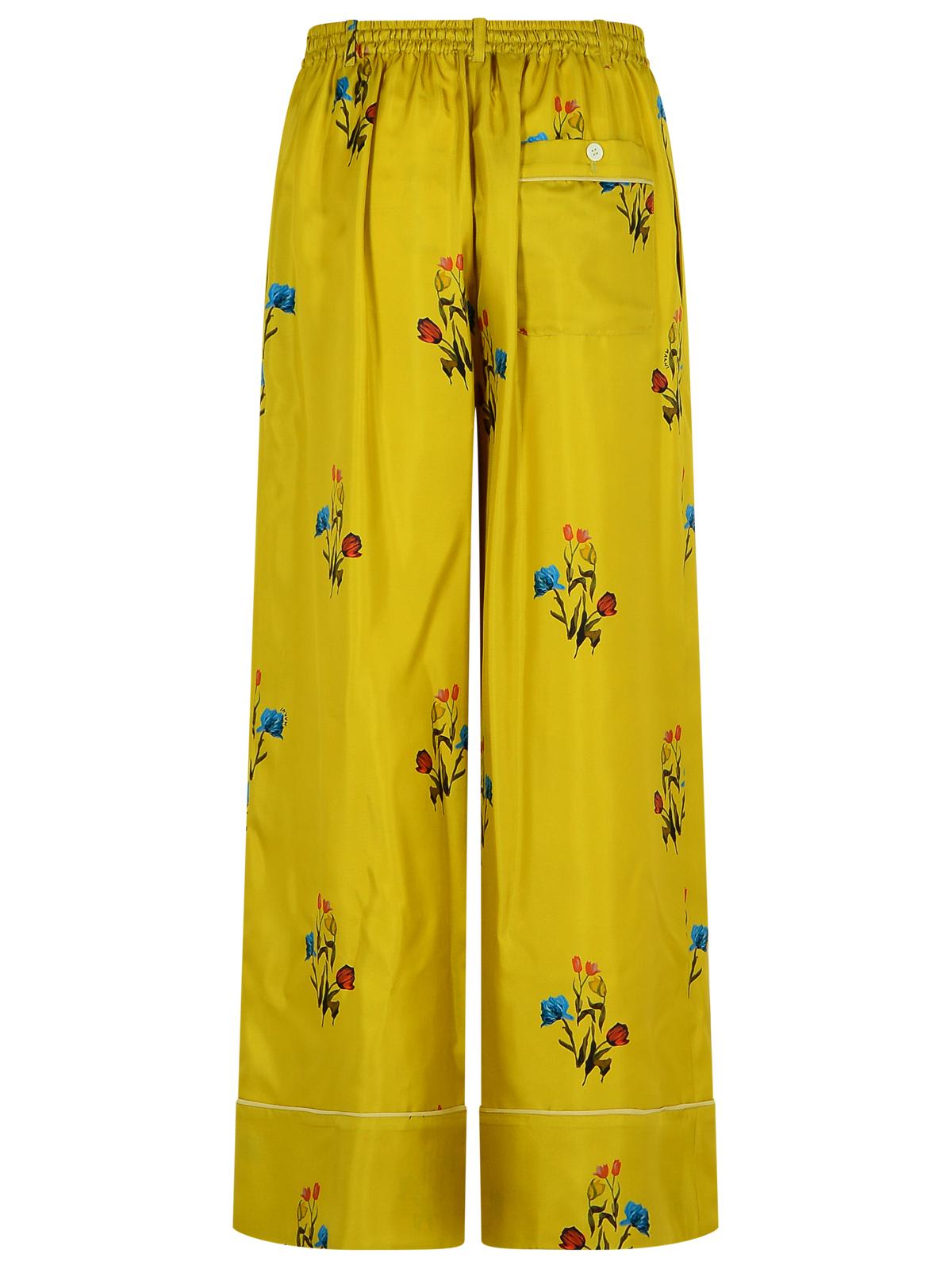 Marni Floral-print Elastic-waistband Straight Trousers In Yellow