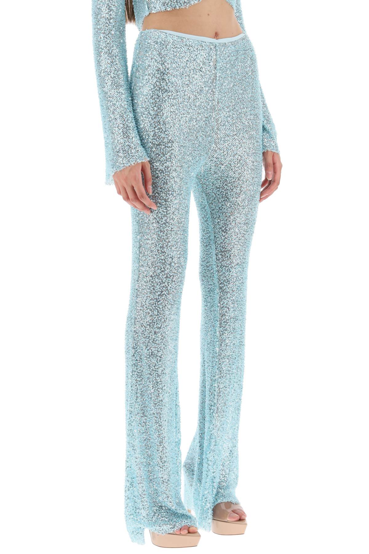 Self-portrait Aquamarine Polyamide Pants In Blue (light Blue)