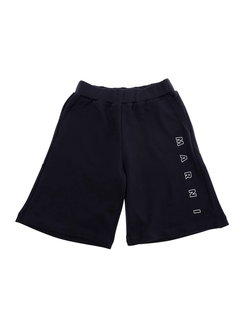 Marni Blue Shorts With Elastic Waist And Logo Lettering On The Front In Cotton Boy In Blu