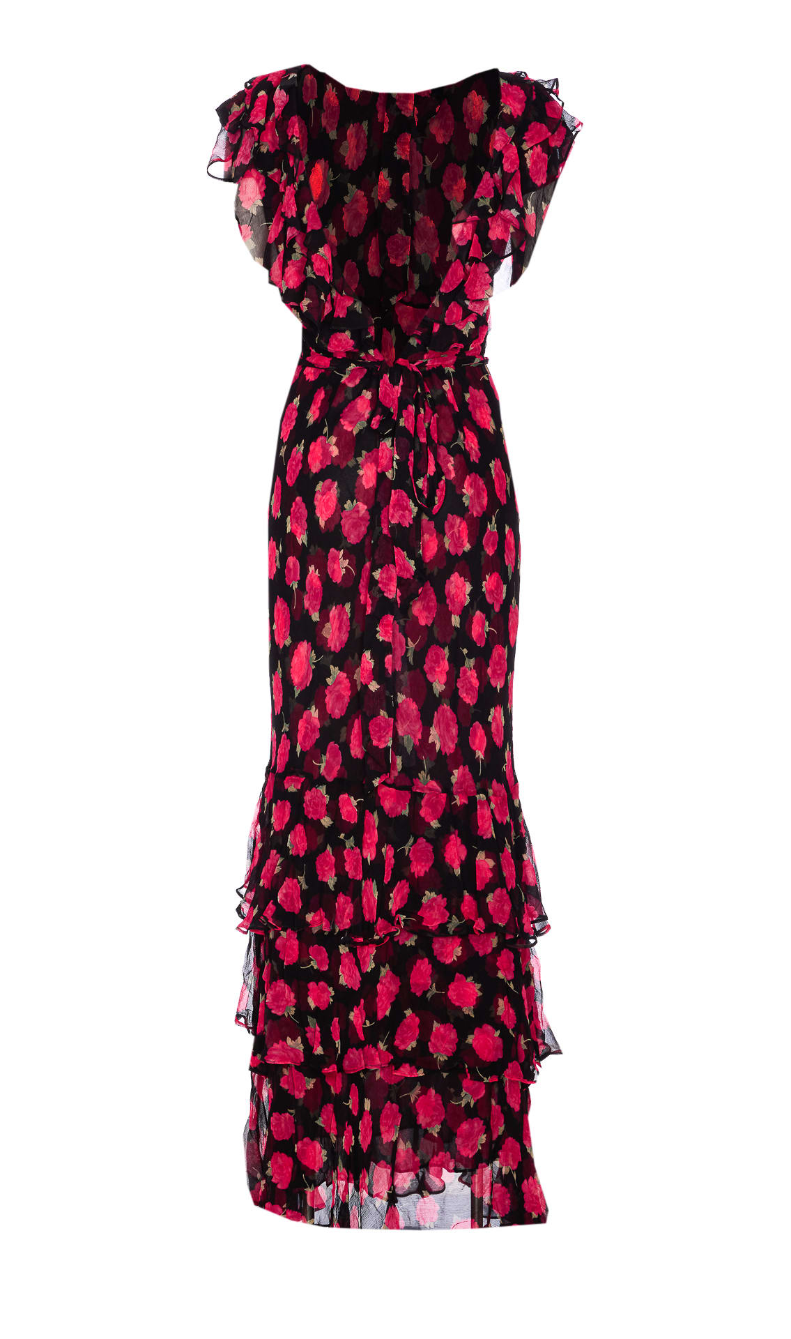 Rixo London Knee Length Vintage Rose Dress With Floral Print In Black