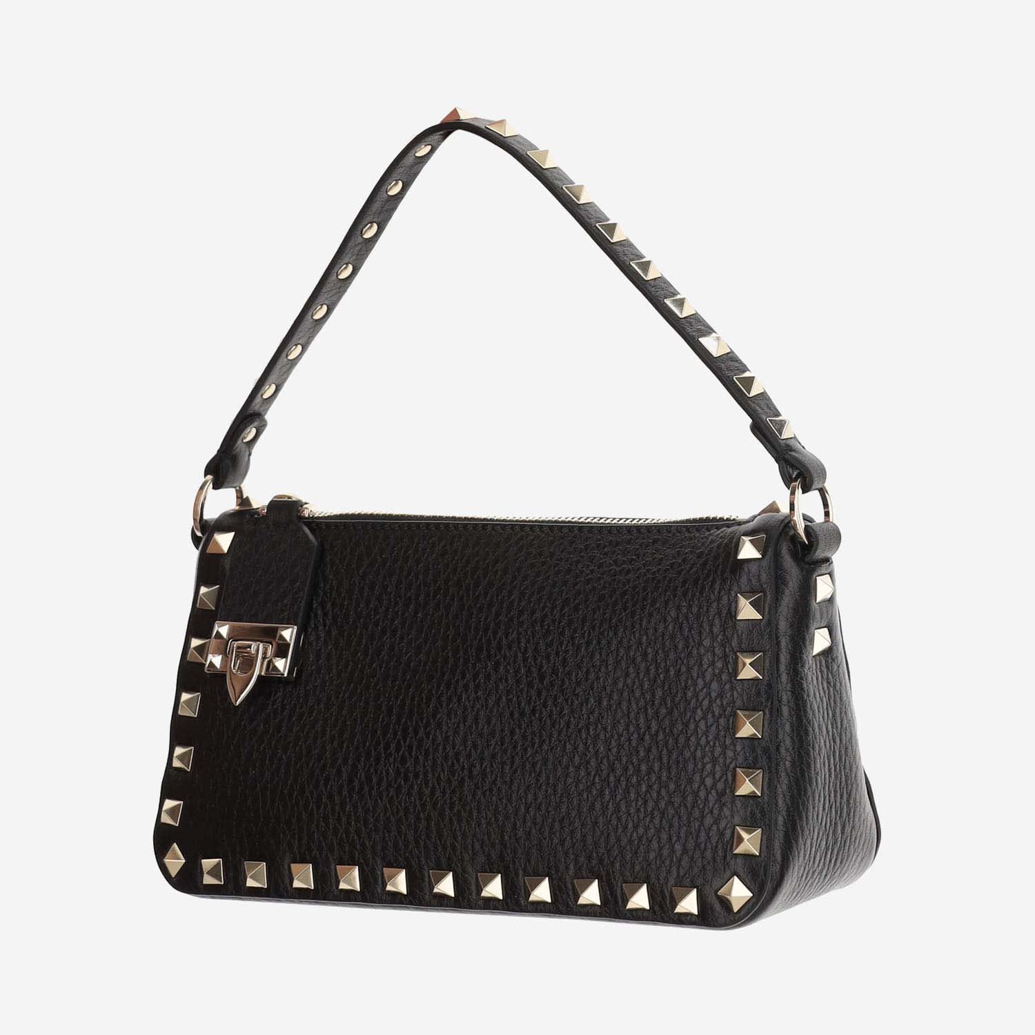 Shop Valentino Mall Leather Rockstud Shoulder Bag In Black