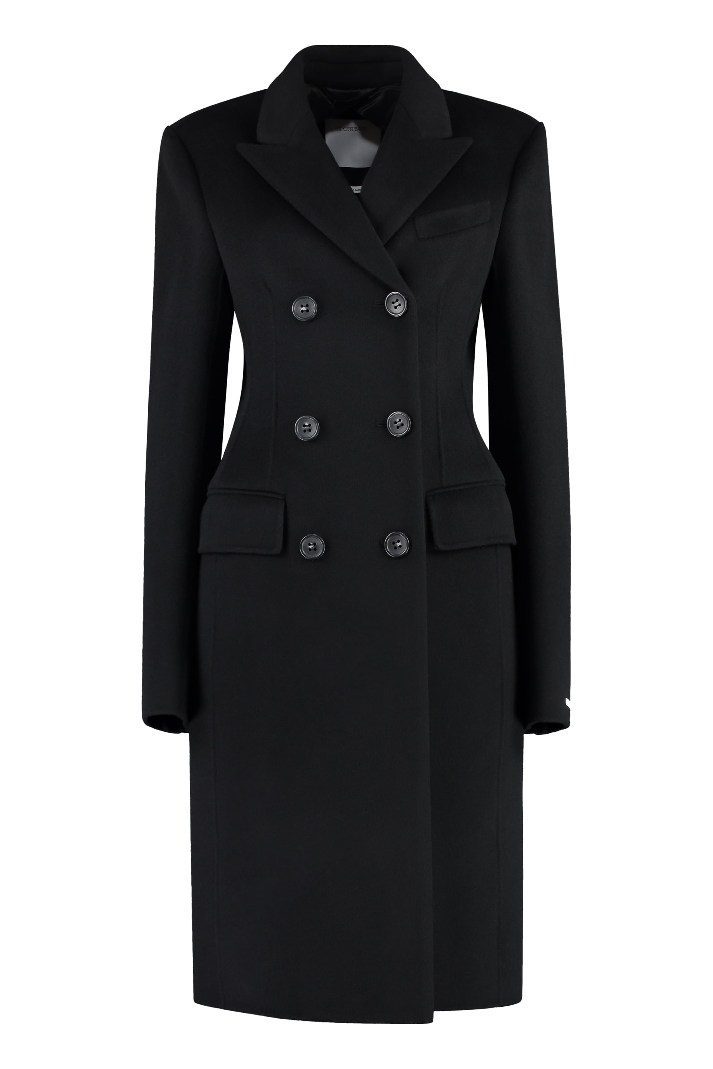 Shop Sportmax Double-breasted Wool Coat In Brown