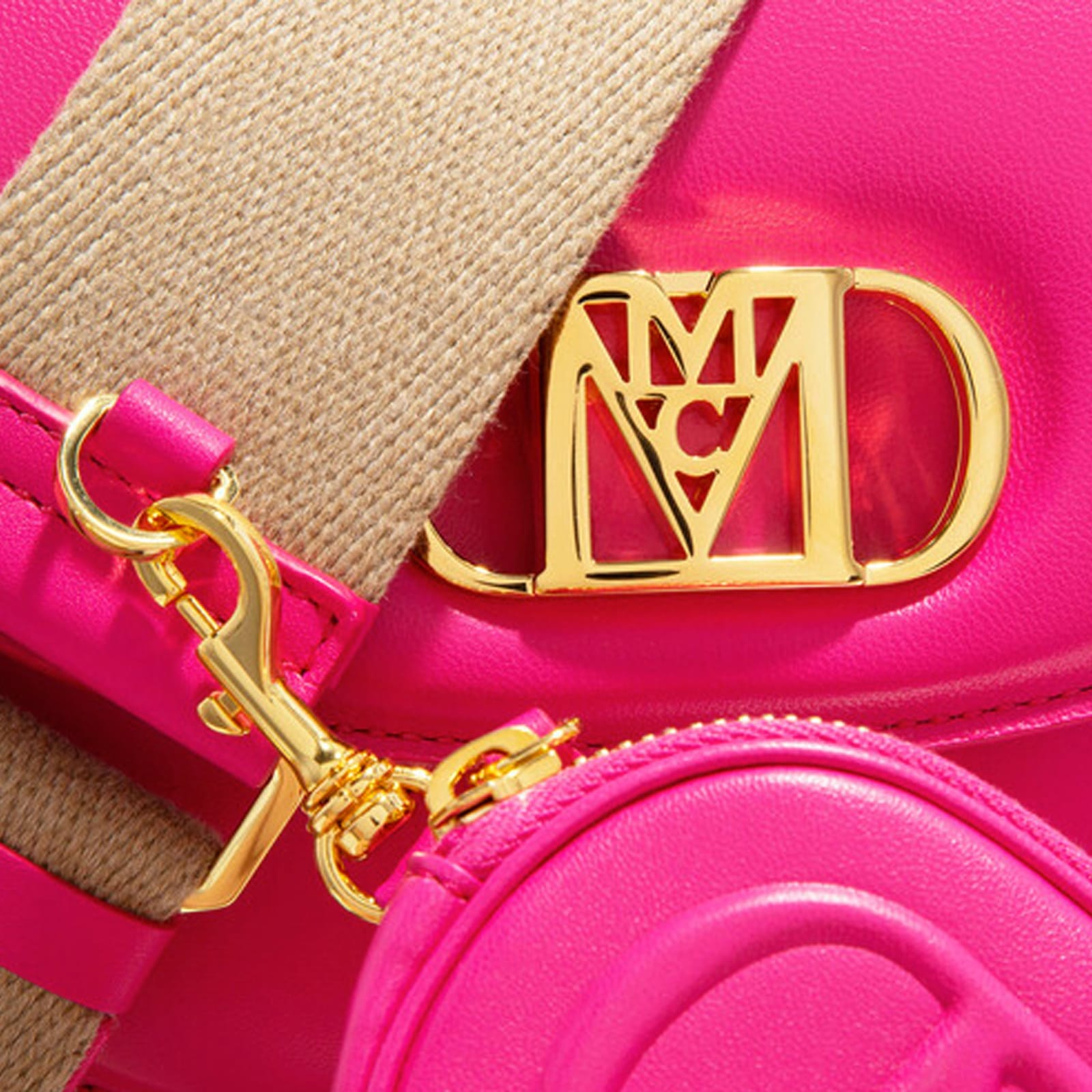 Shop Mcm Mode Travia Shoulder Bag In Pink