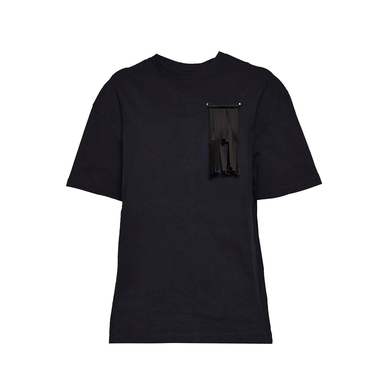 Shop Jil Sander Fringed-brooch Drop Shoulder T-shirt In Nero