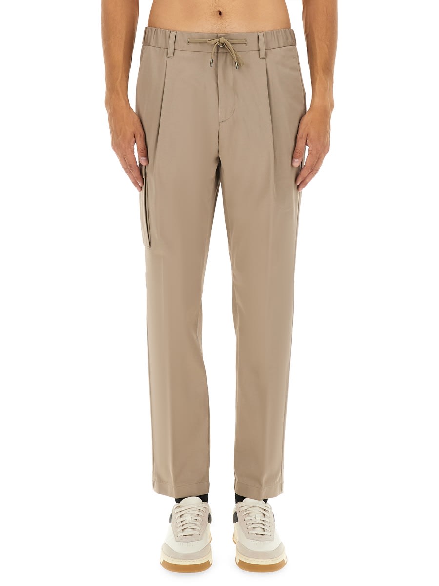 Herno Men Pure Cotton Resort Cargo Trousers In Brown