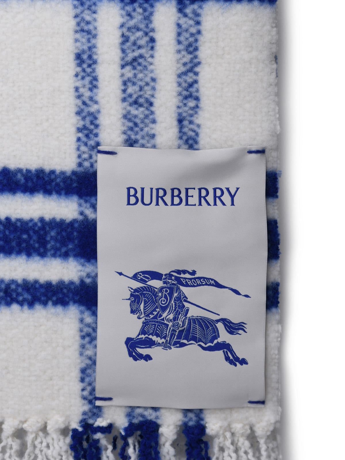 Shop Burberry White Wool Scarf In Knight