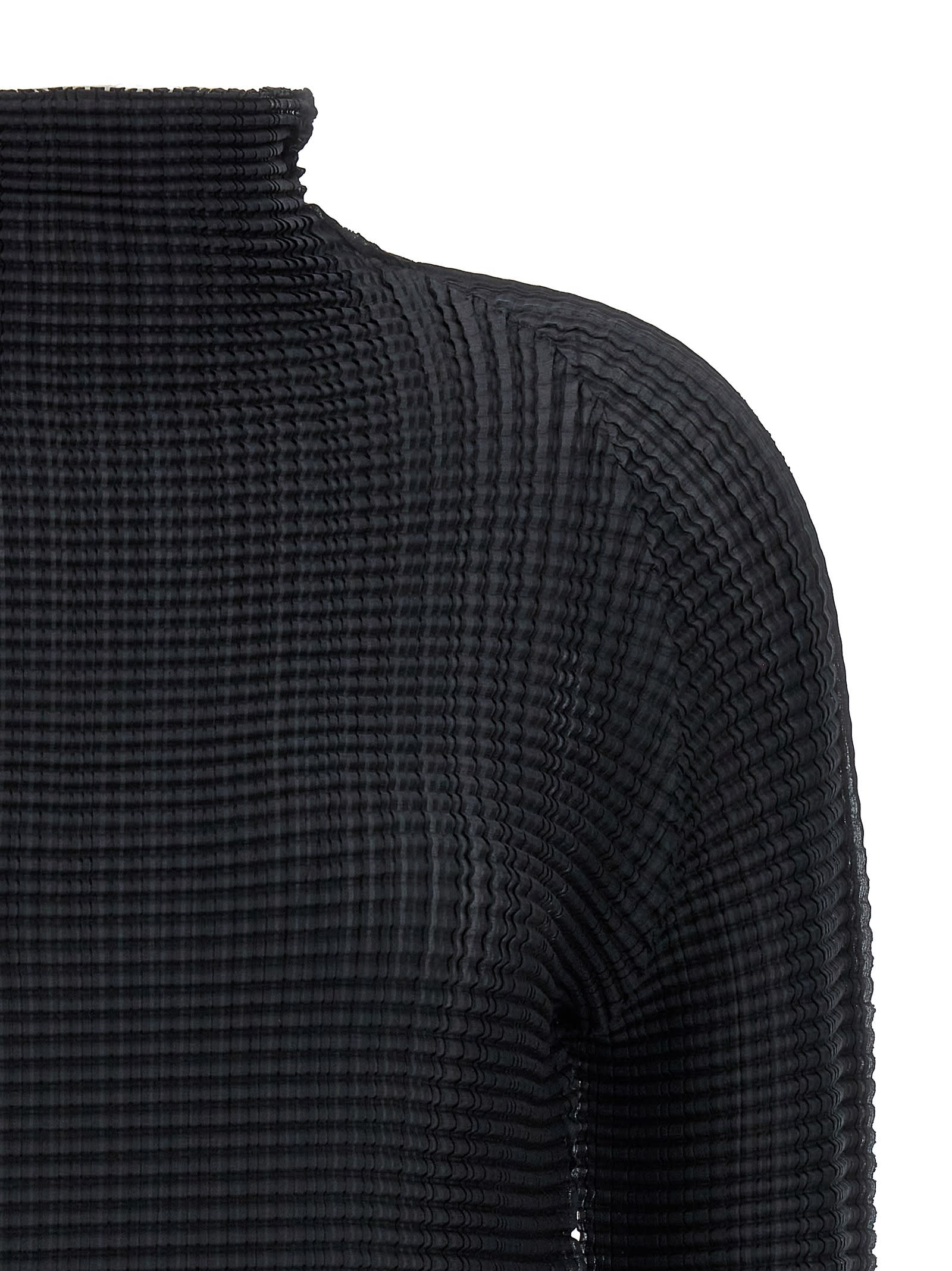 Issey Miyake Black Wooly Pleats Blouse