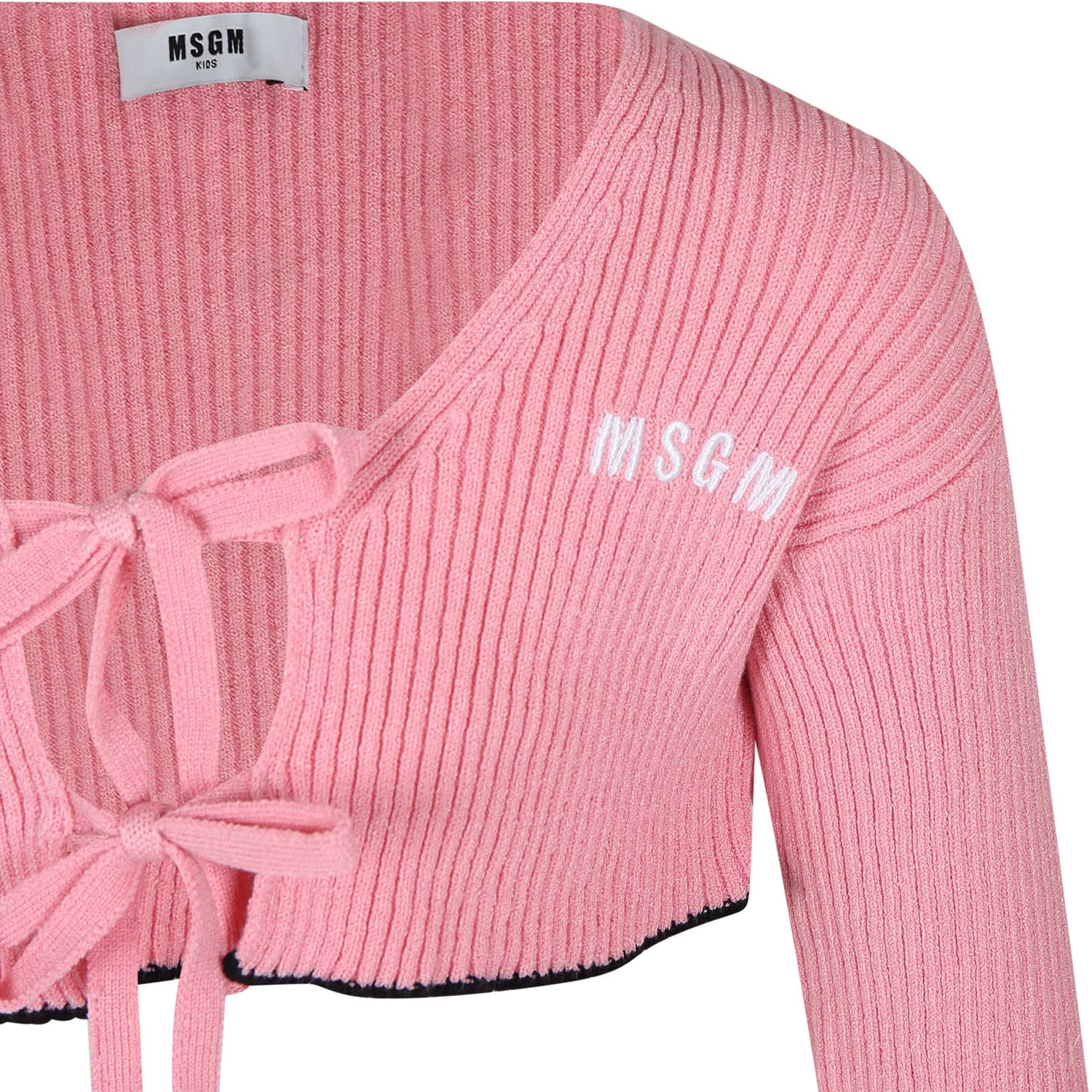 Shop Msgm Pink Cardigan For Girl With Logo