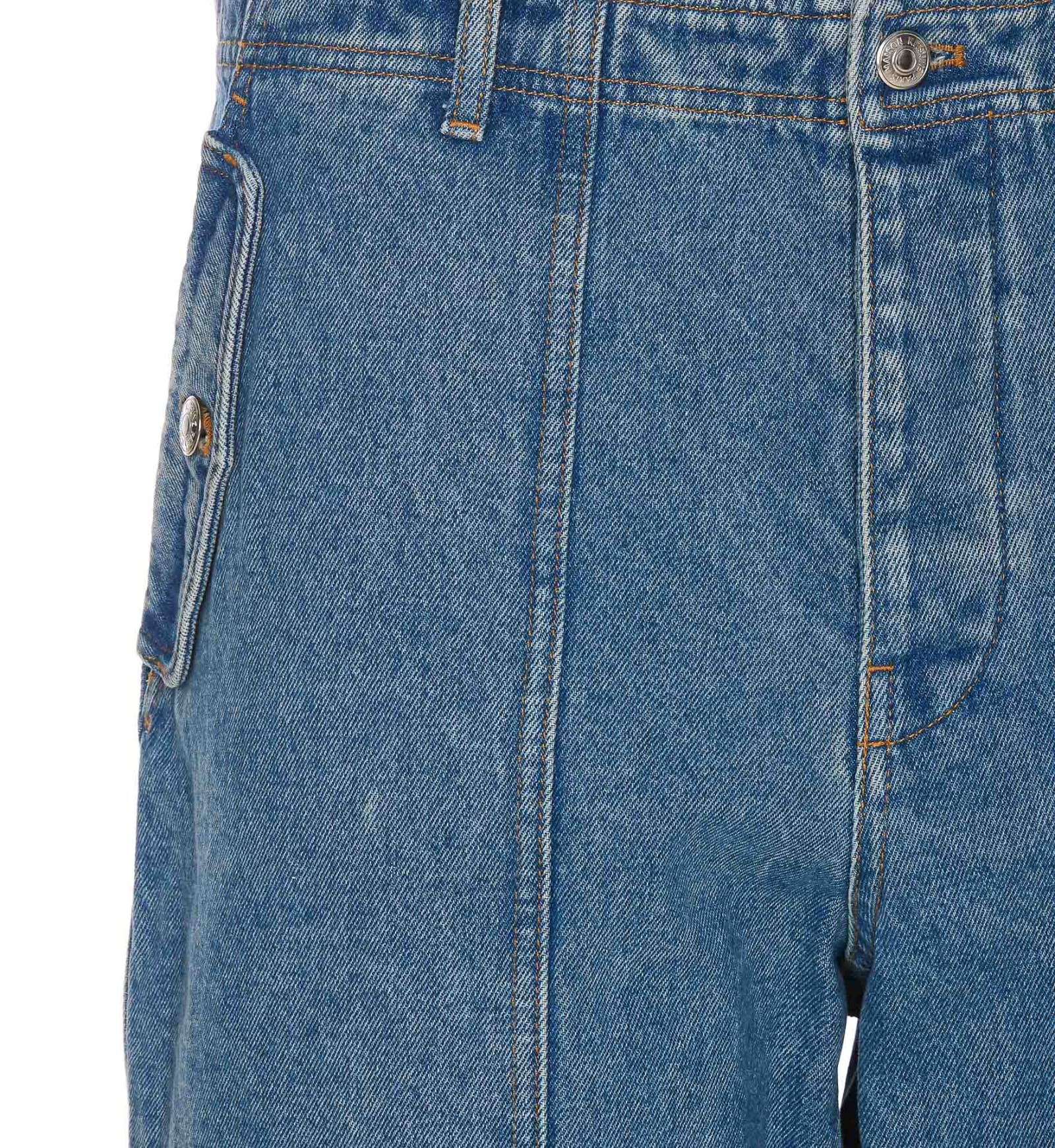 Shop Maison Kitsuné Workwear Denim Jeans In Blue