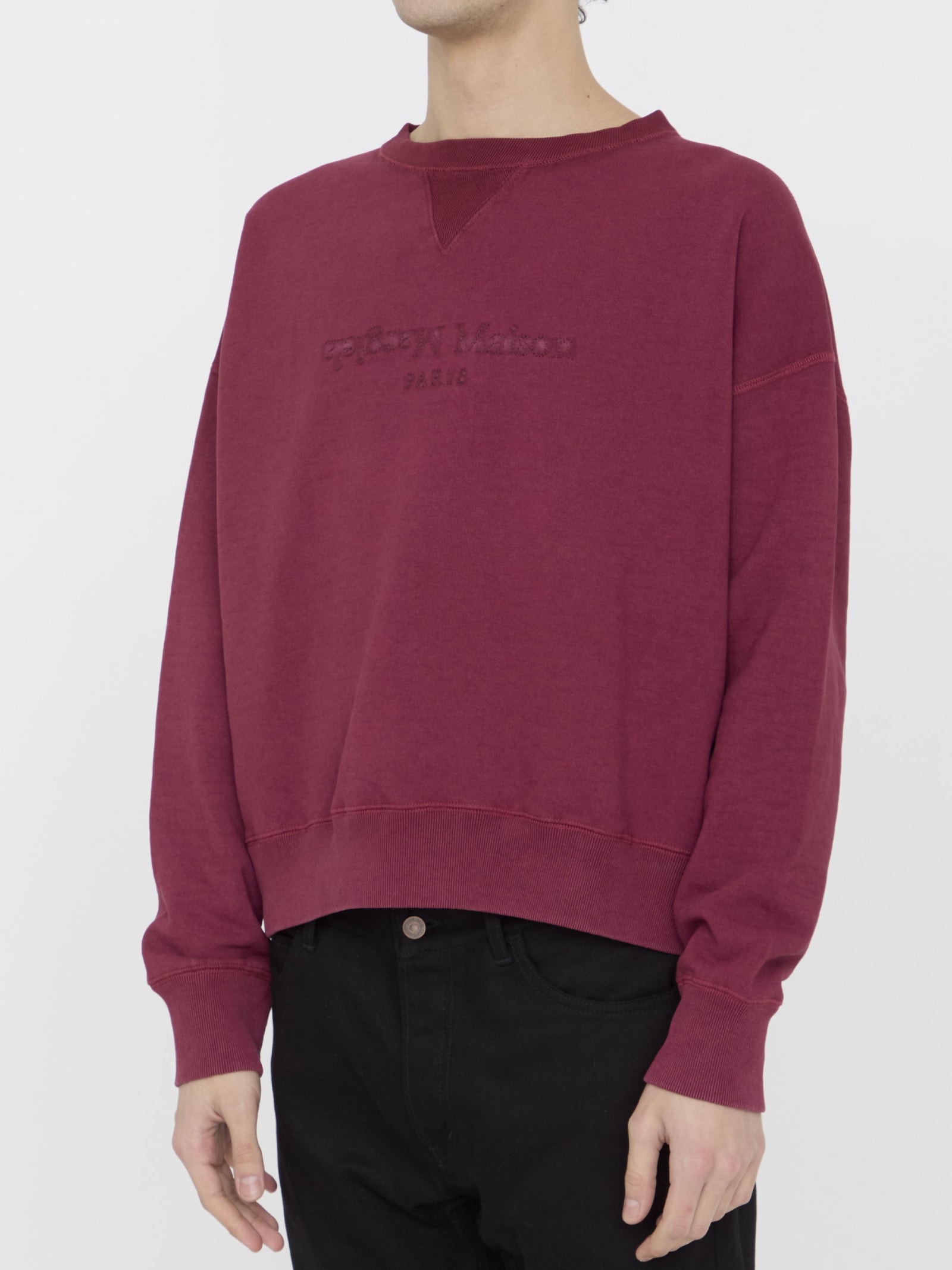 Shop Maison Margiela Reverse Logo Sweatshirt In Bordeaux