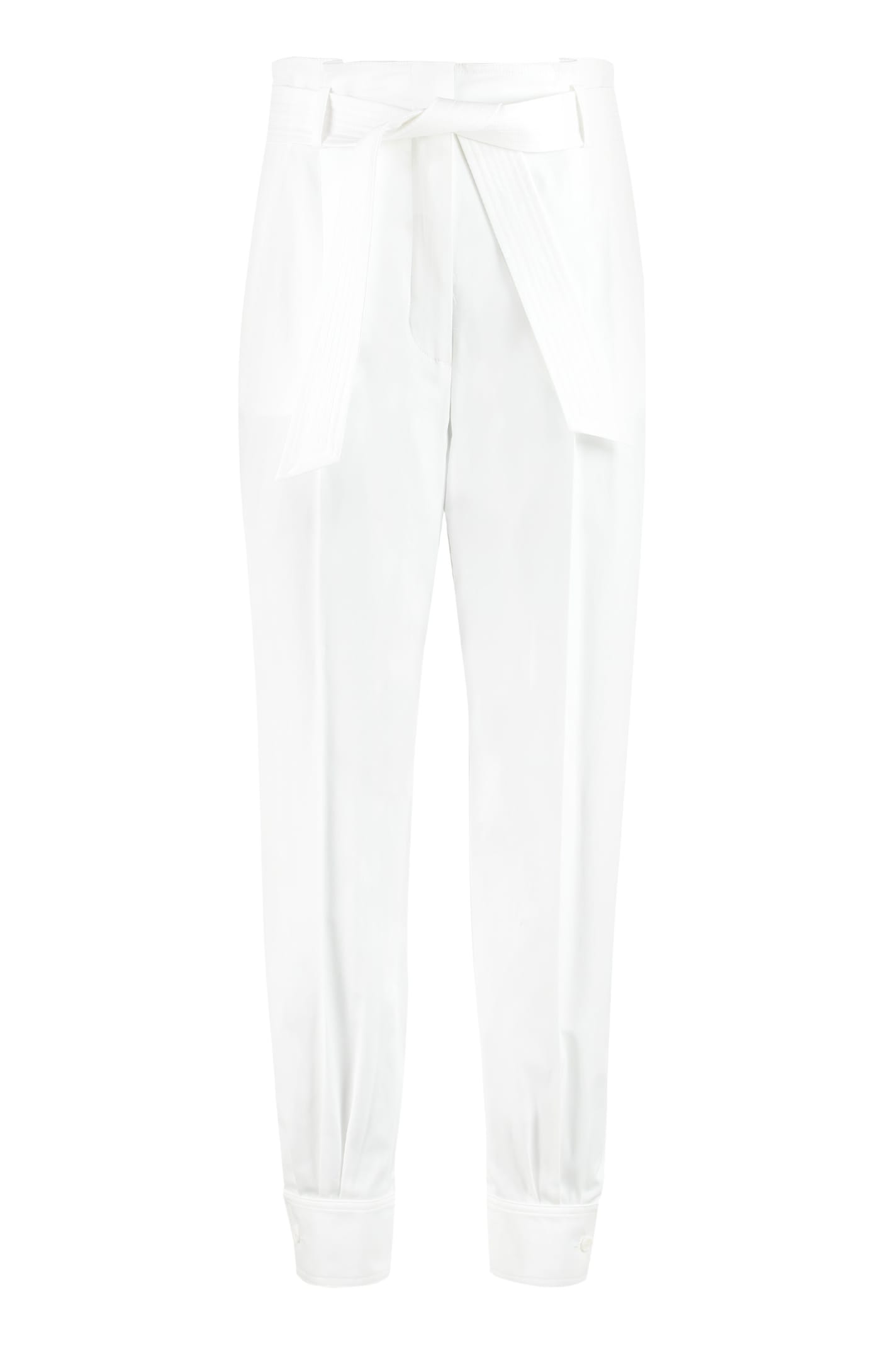 Shop Max Mara Eburnea Cotton-twill Bush-trousers In White