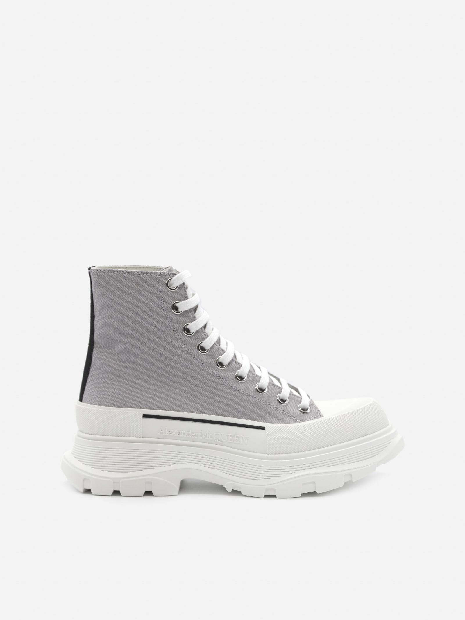 Alexander McQueen Tread Slick Ankle Boots In Cotton Canvas