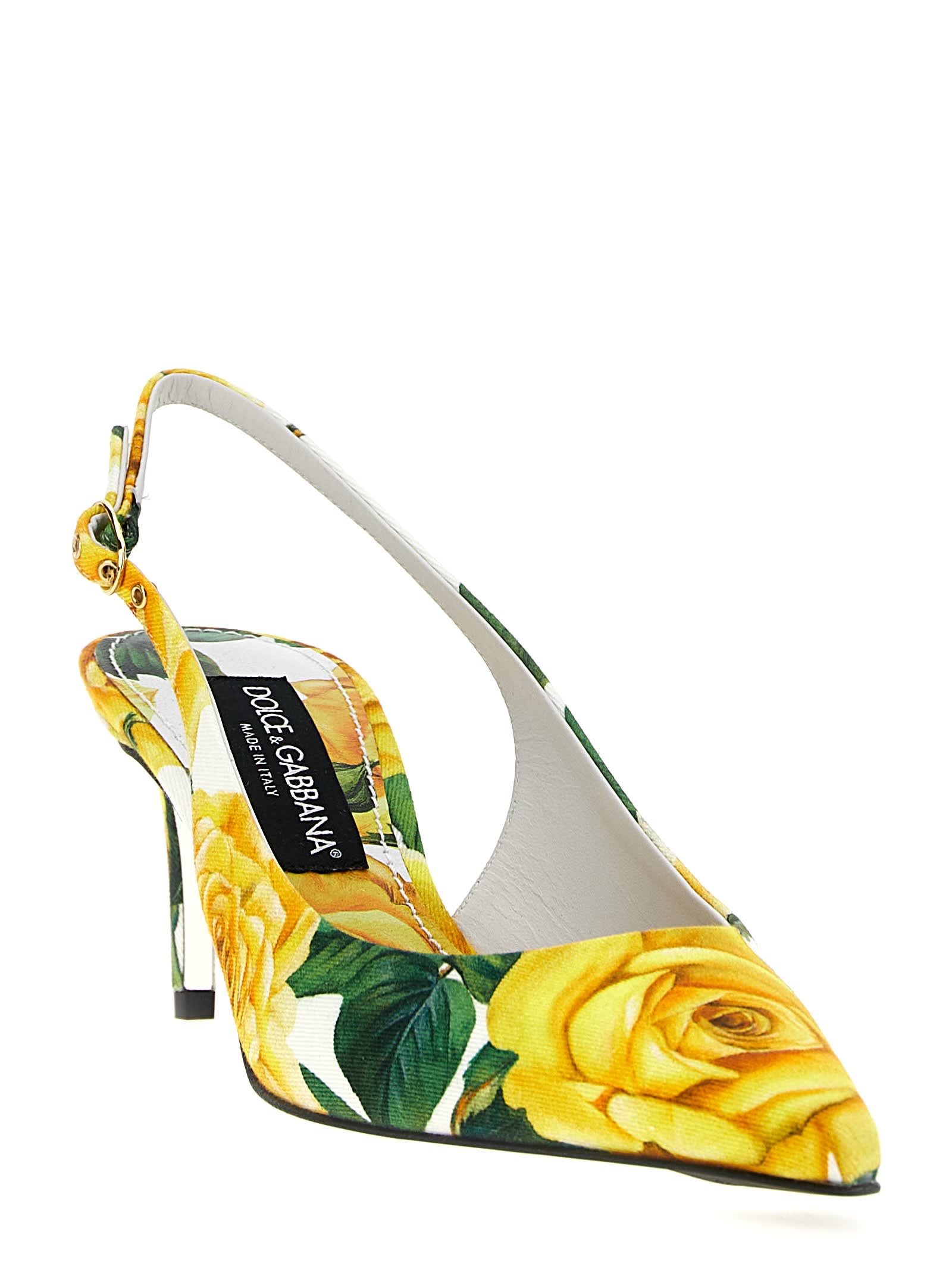 Shop Dolce & Gabbana Rose Gialle Slingback In Multicolor