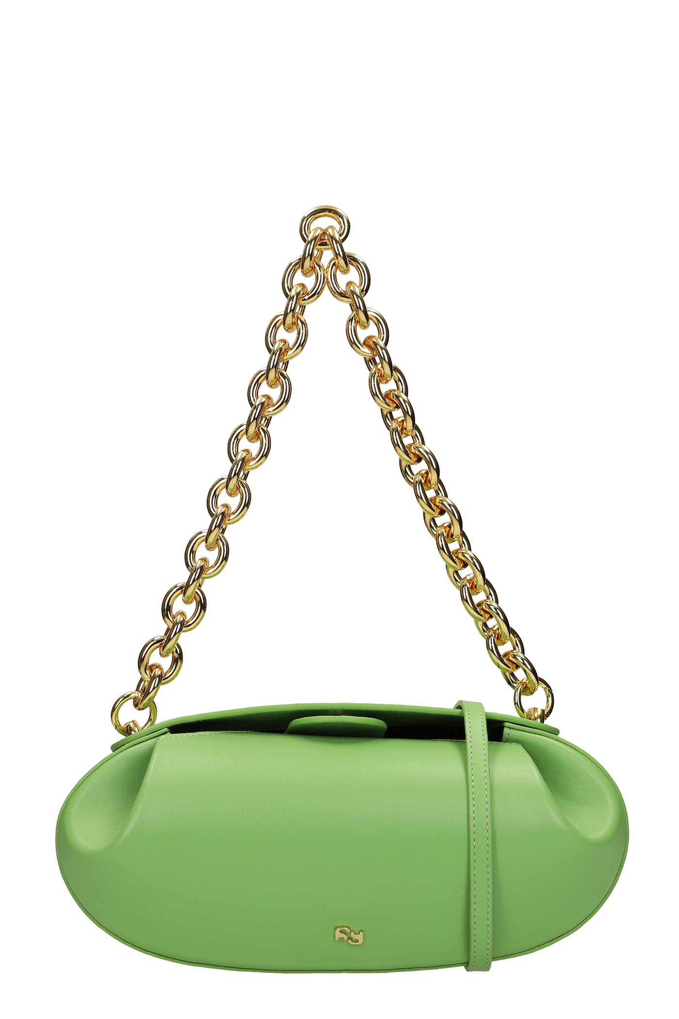 YUZEFI Baton Shoulder Bag In Green Leather