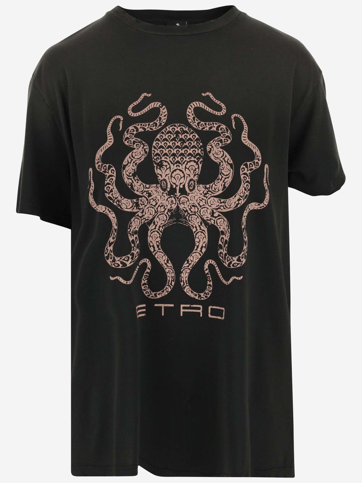 Shop Etro Cotton T-shirt With Logo In Black