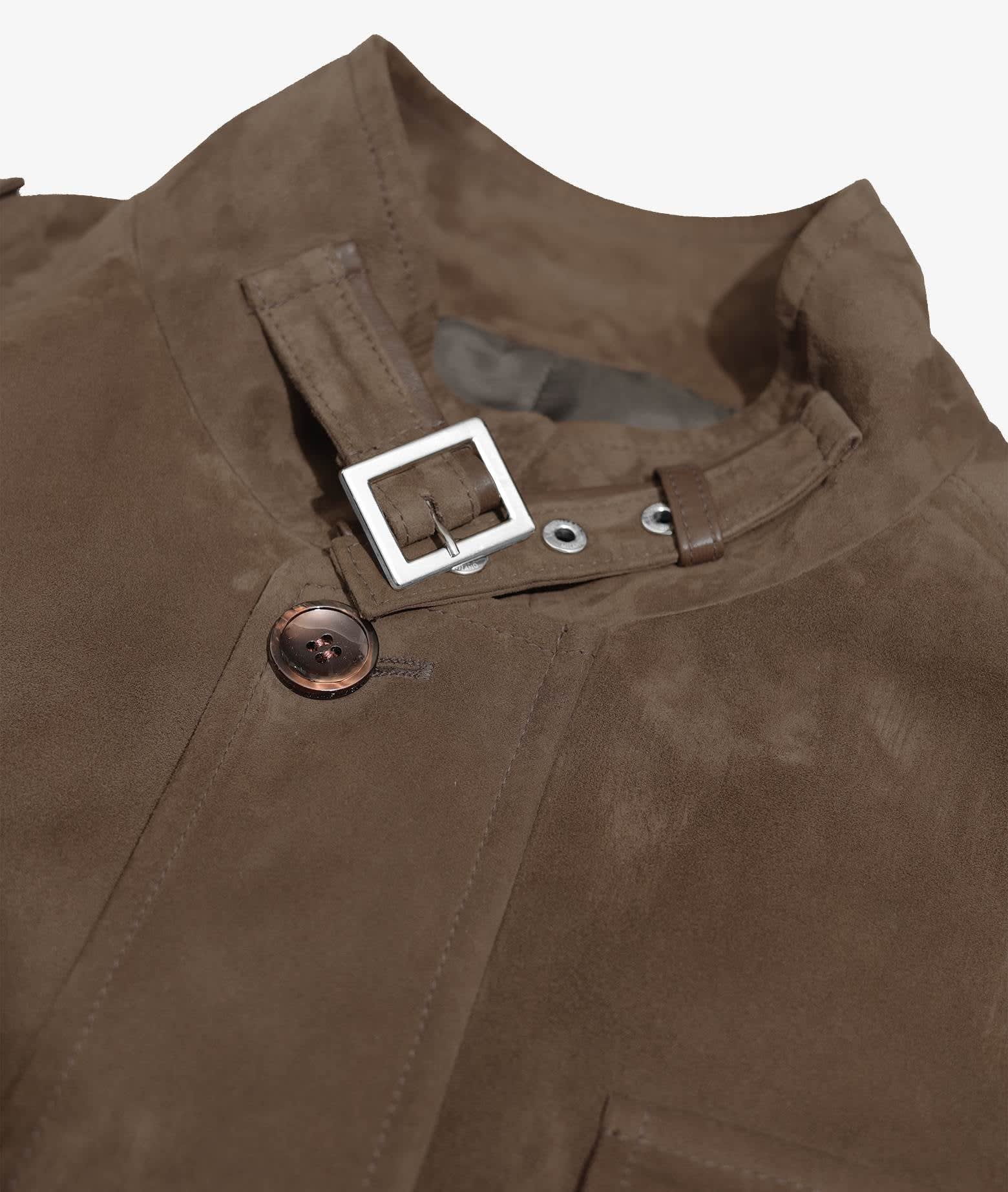 Shop Larusmiani Devon Sahariana Jacket Leather Jacket In Brown