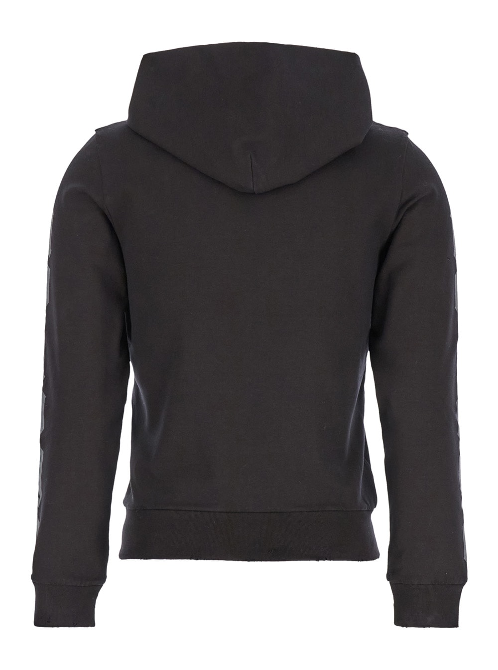 Shop Balenciaga Black Zip-up Hoodie With No Logo Gothic Print In Jersey Woman In Washed Black