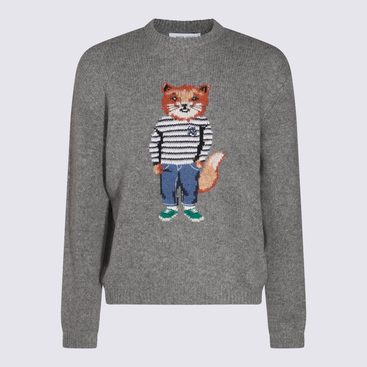 Shop Maison Kitsuné Grey Wool Knitwear In Medium Grey Melange