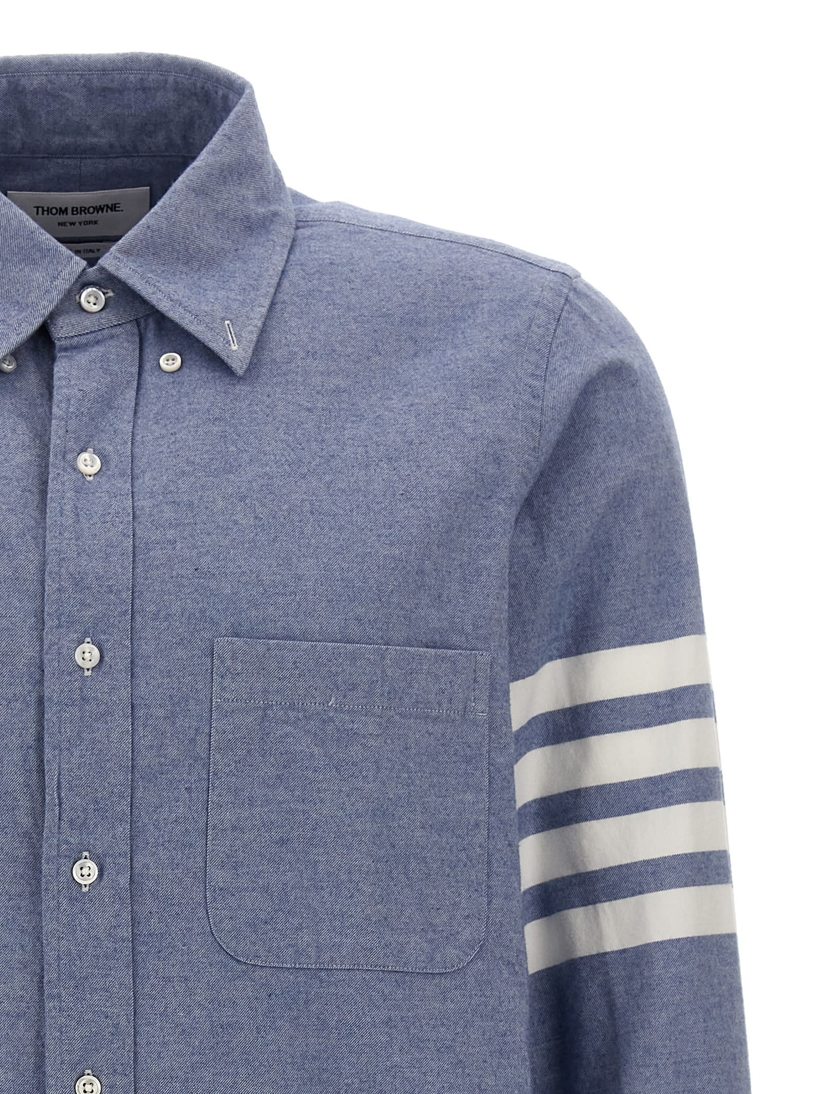 Shop Thom Browne 4 Bar Shirt In Light Blue