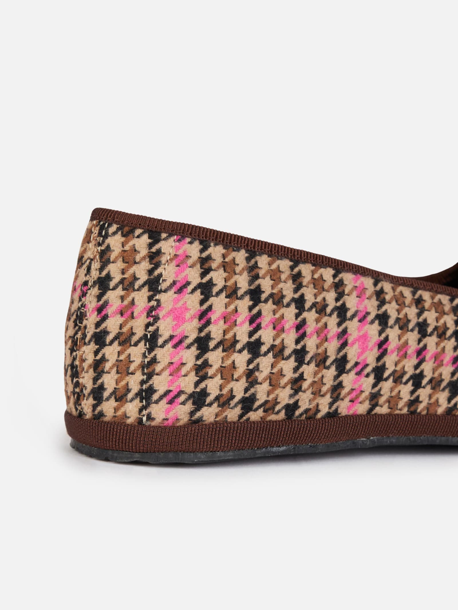 Mc2 Saint Barth Woman Pied De Poule Slipper Loafers My Chalom Special Edition In Brown