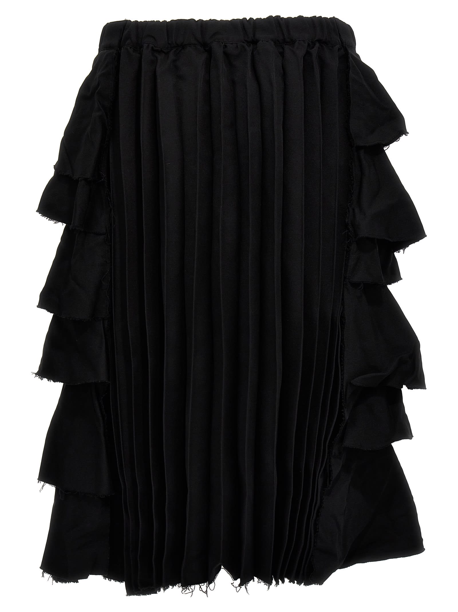 Shop Black Comme Des Garçons Flounces And Pleated Skirt In Black