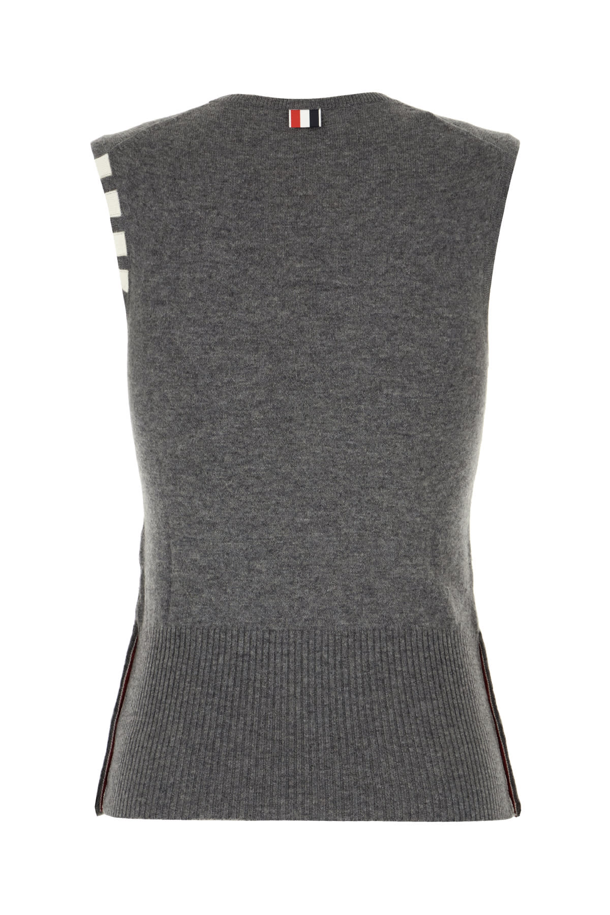 Thom Browne Sleeveless Cashmere Sweater Button Detailing In Gray