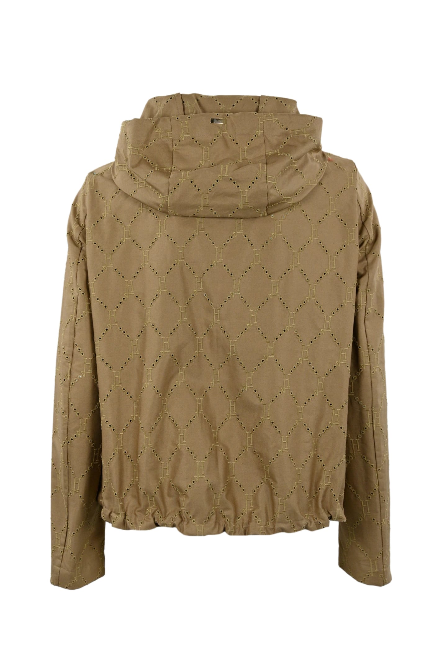 Shop Herno Perforated Jacket With Hood In Brown