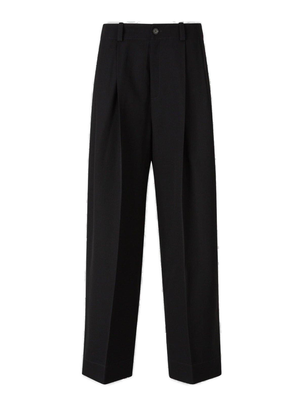 Shop Off-white Dart Detailed Wide Leg Pants In Black