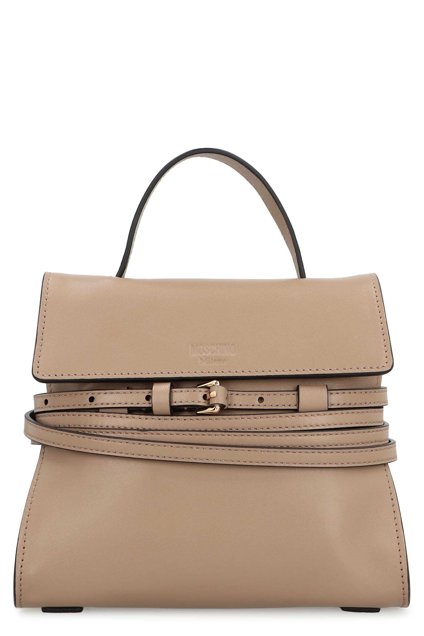 Moschino Tie Me Small Leather Handbag In Nude