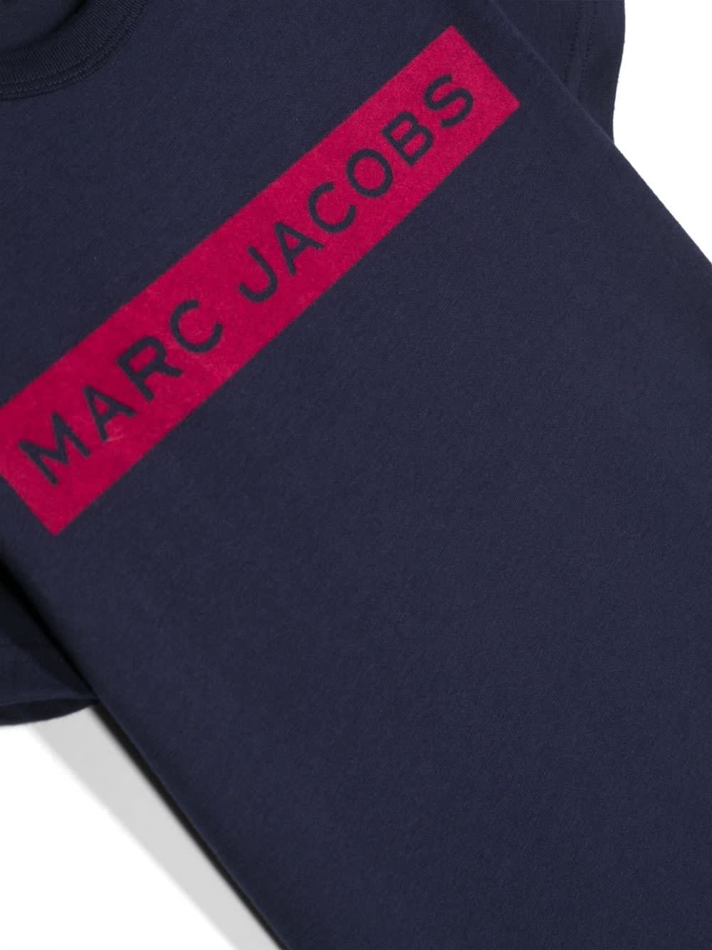 Shop Little Marc Jacobs Marc Jacobs T-shirt Blu Navy In Jersey Di Cotone Bambino