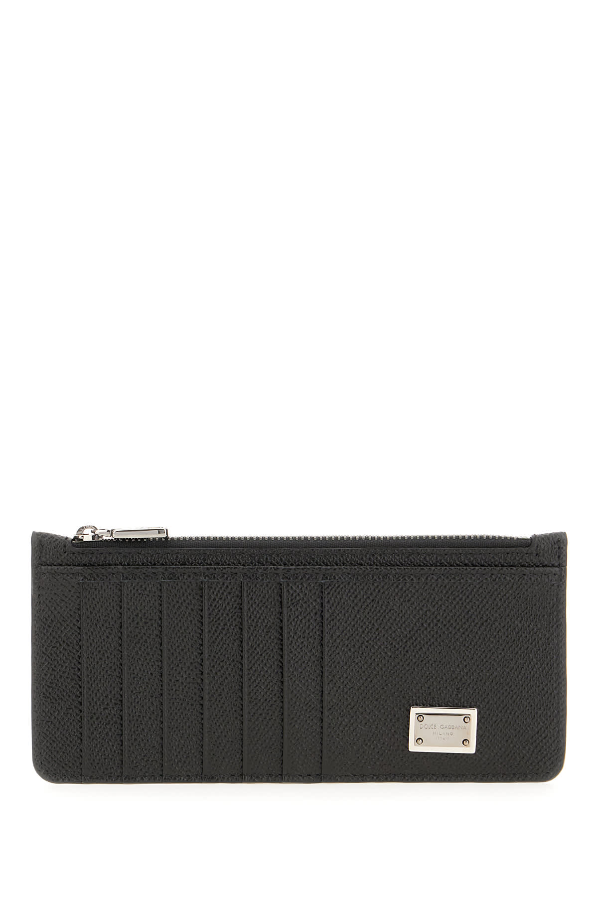 Dolce & Gabbana Black Leather Card Holder In Nero