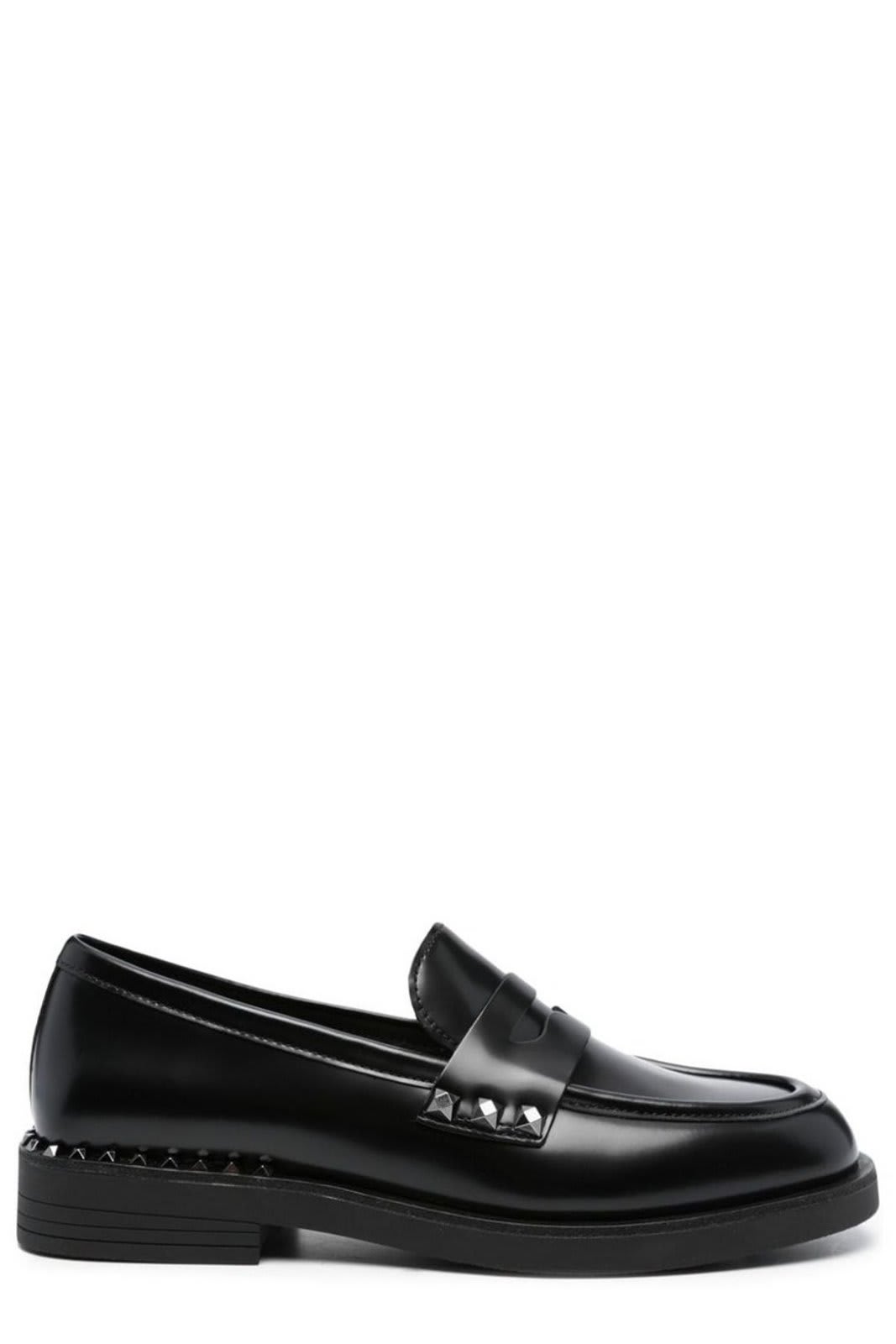 Studs Detailed Round Toe Loafers