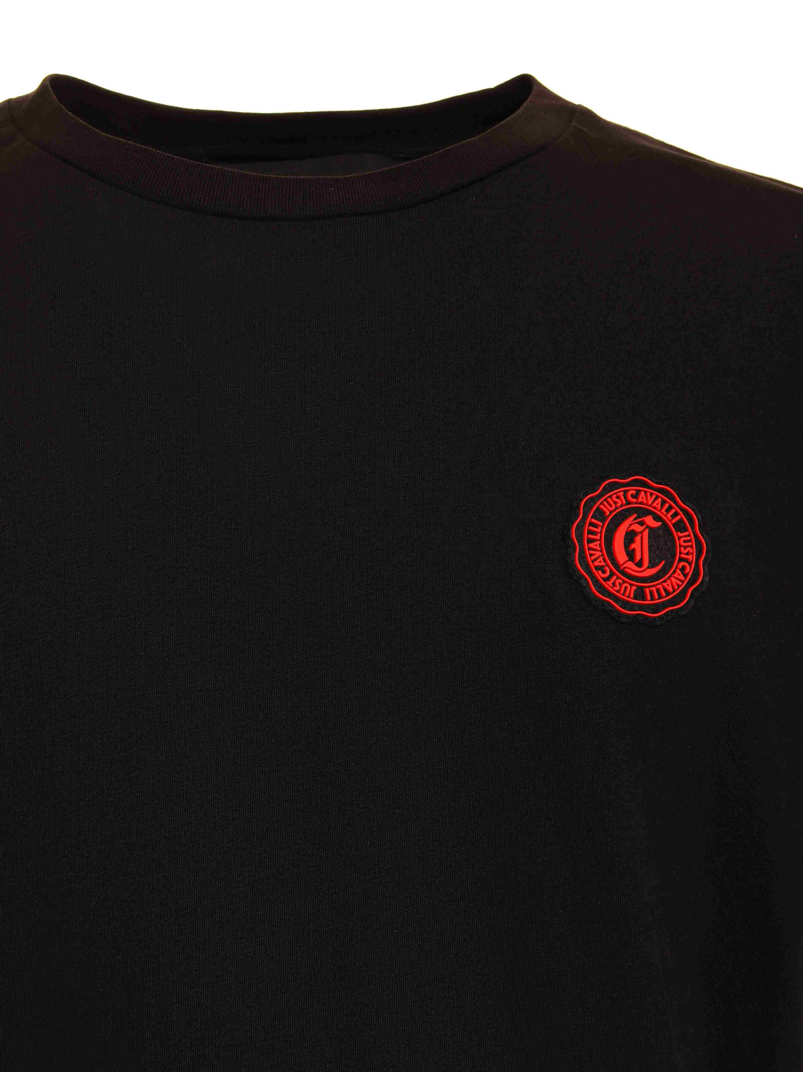 Just Cavalli Logo-patch Cotton T-shirt In Black