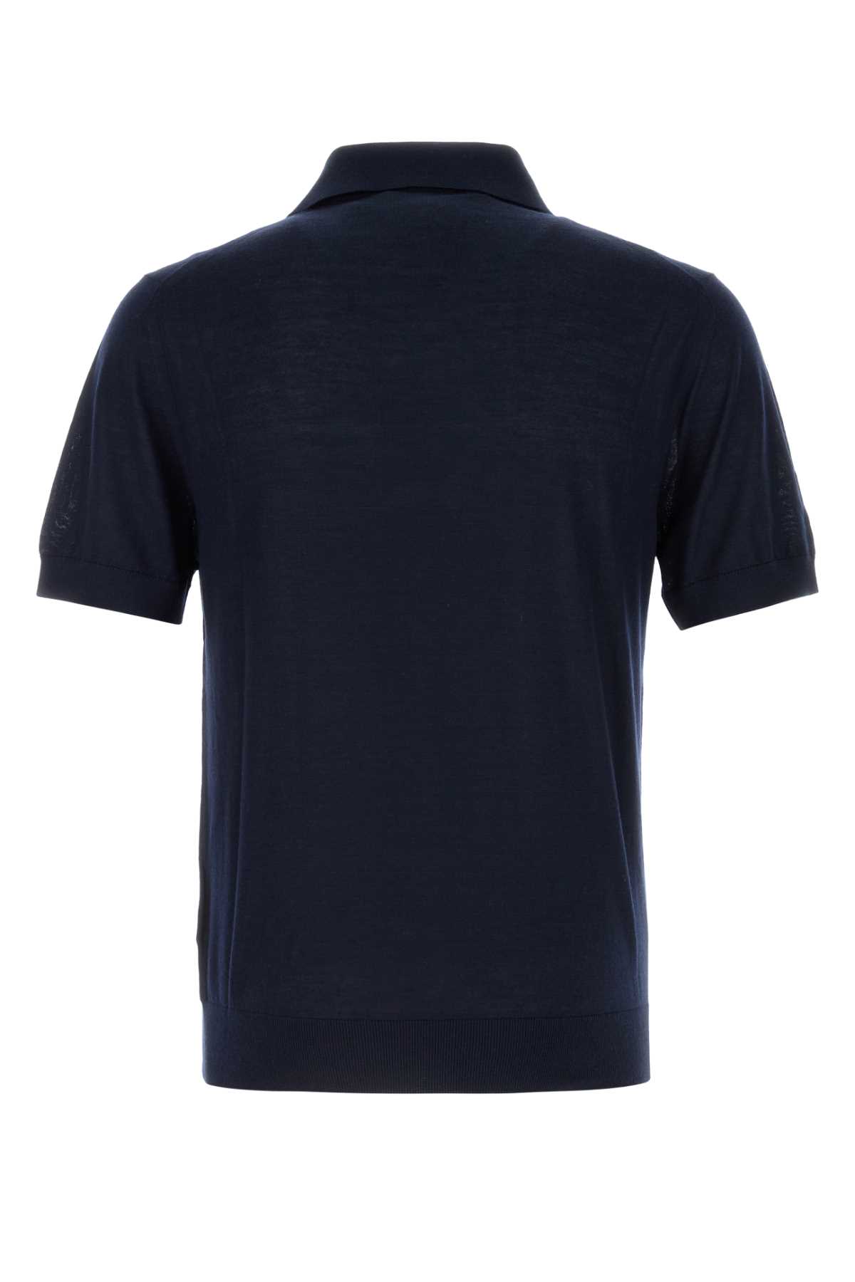 Prada Midnight Blue Cashmere Polo Shirt In Black