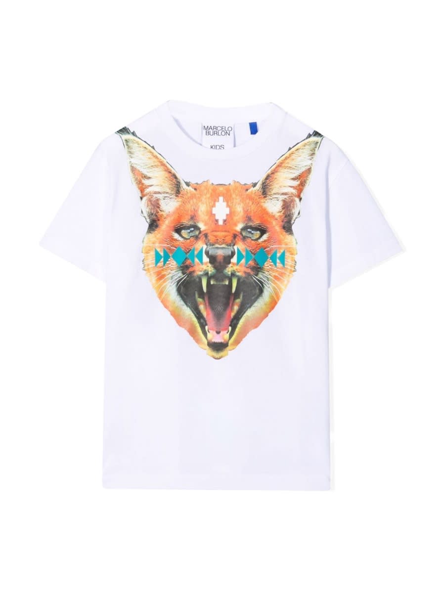 Marcelo Burlon County Of Milan T-shirt In Jersey Di Cotone Con Stampa In White