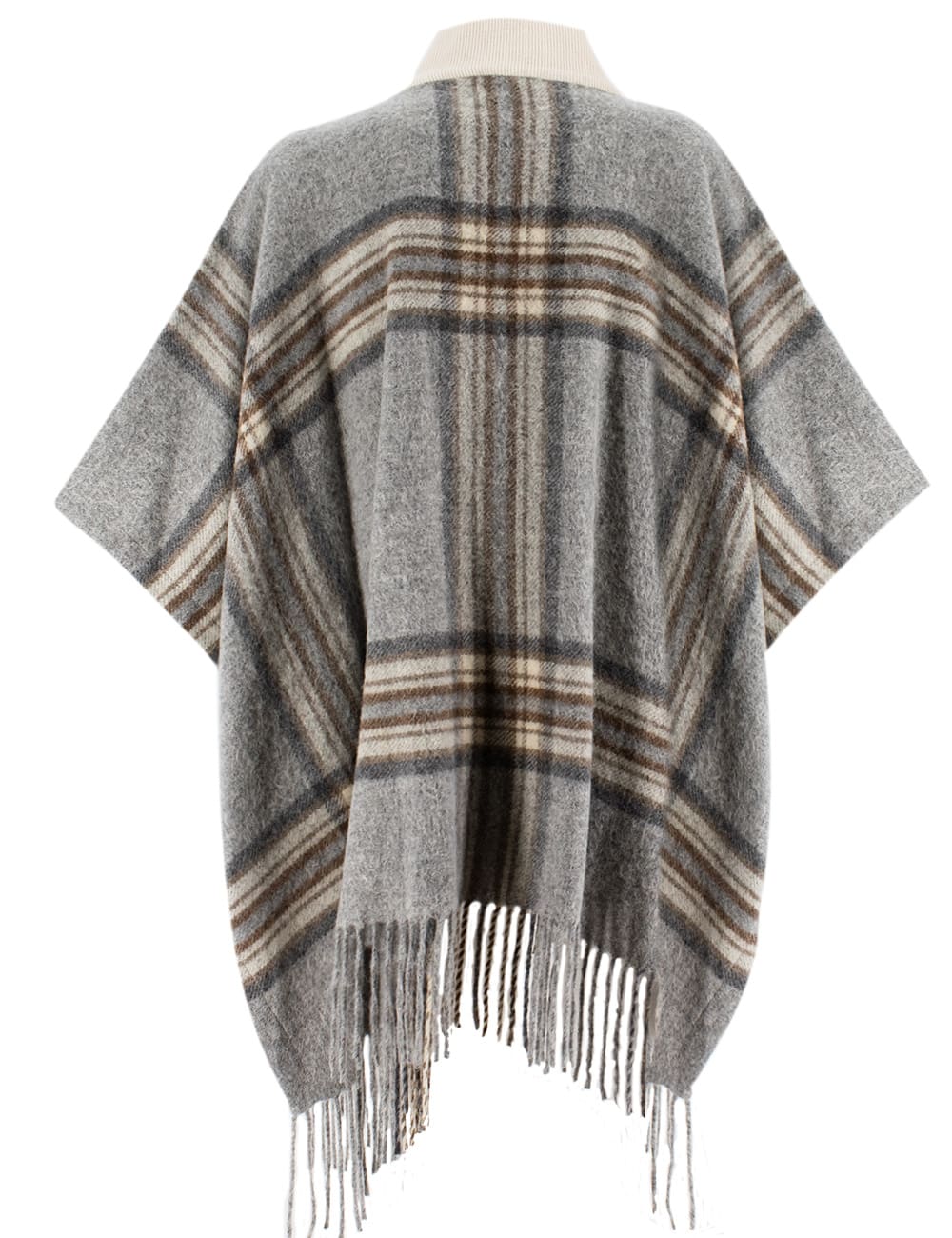 Shop Le Tricot Perugia Cape In Grey Iron Beige