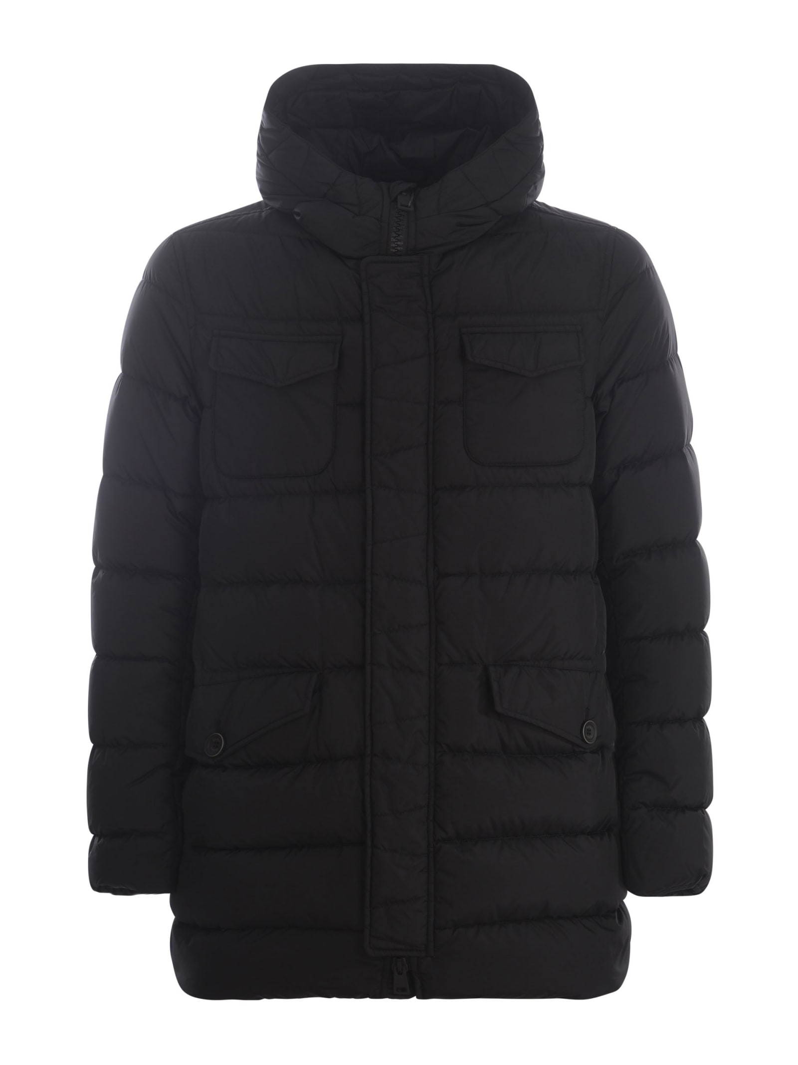 Shop Herno Down Jacket  In Nylon In Black