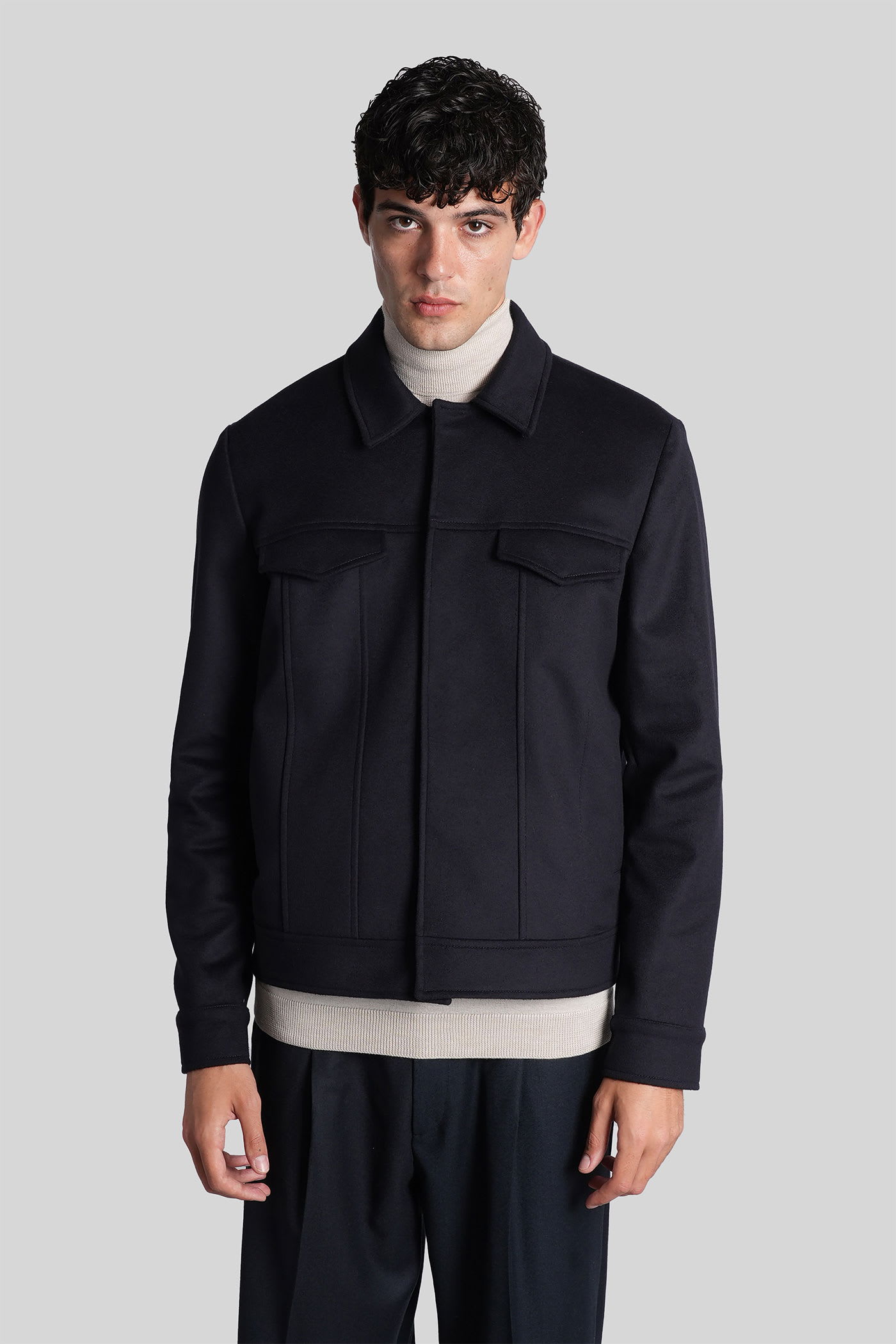 Costumein Dani Casual Jacket In Blue Wool In Blue