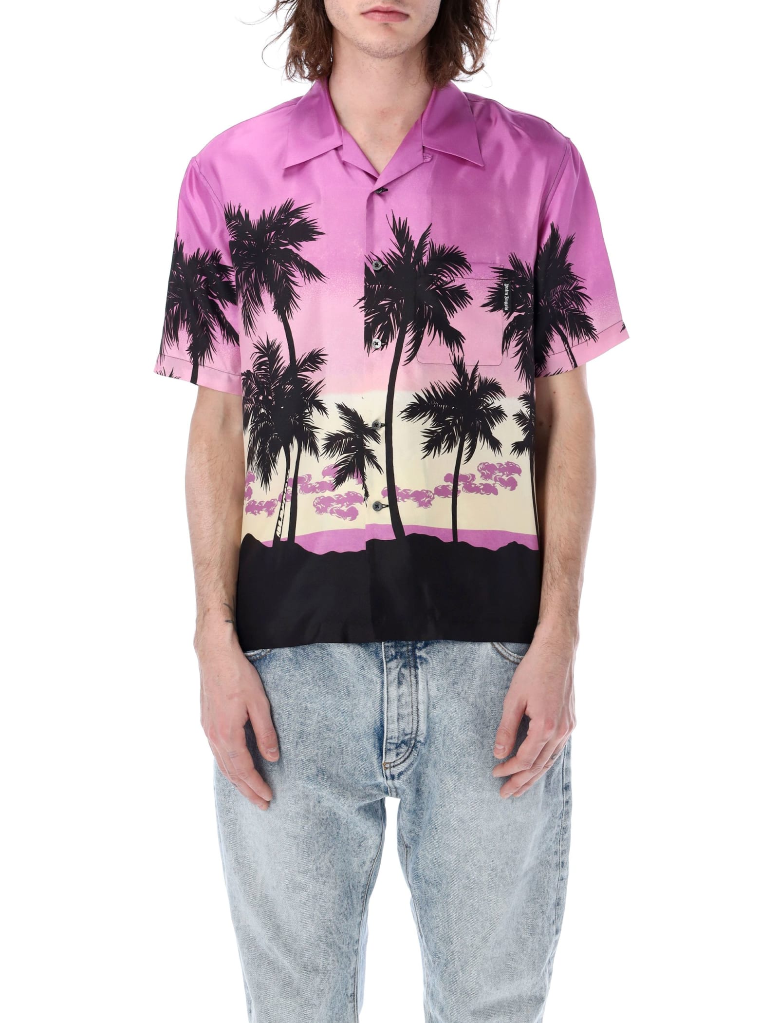 Palm Angels Pink Sunset Bowling Shirt | Smart Closet