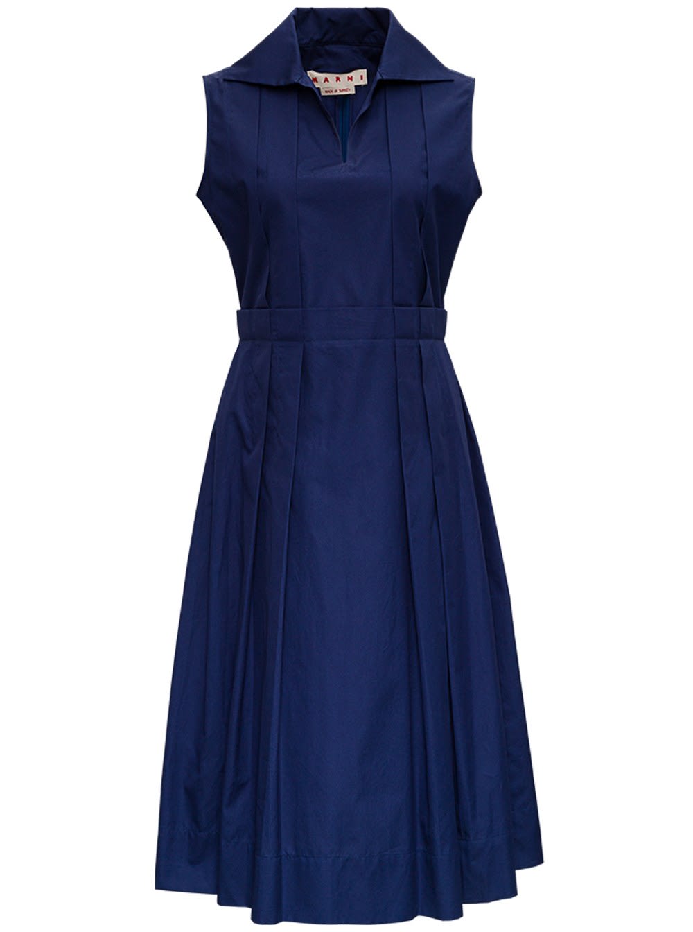 Marni Blue Cotton Pleated Dress