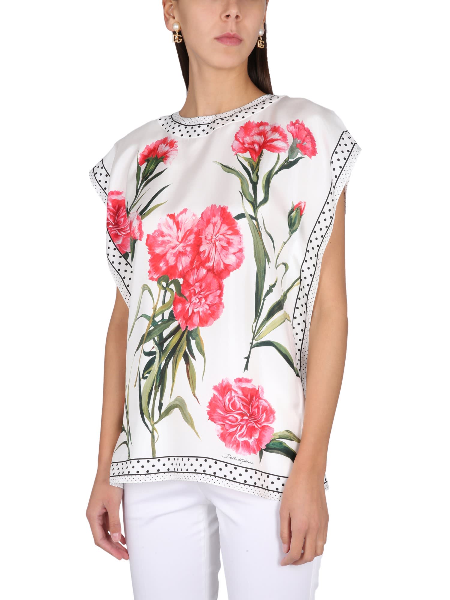 Shop Dolce & Gabbana Carnation Print Blouse