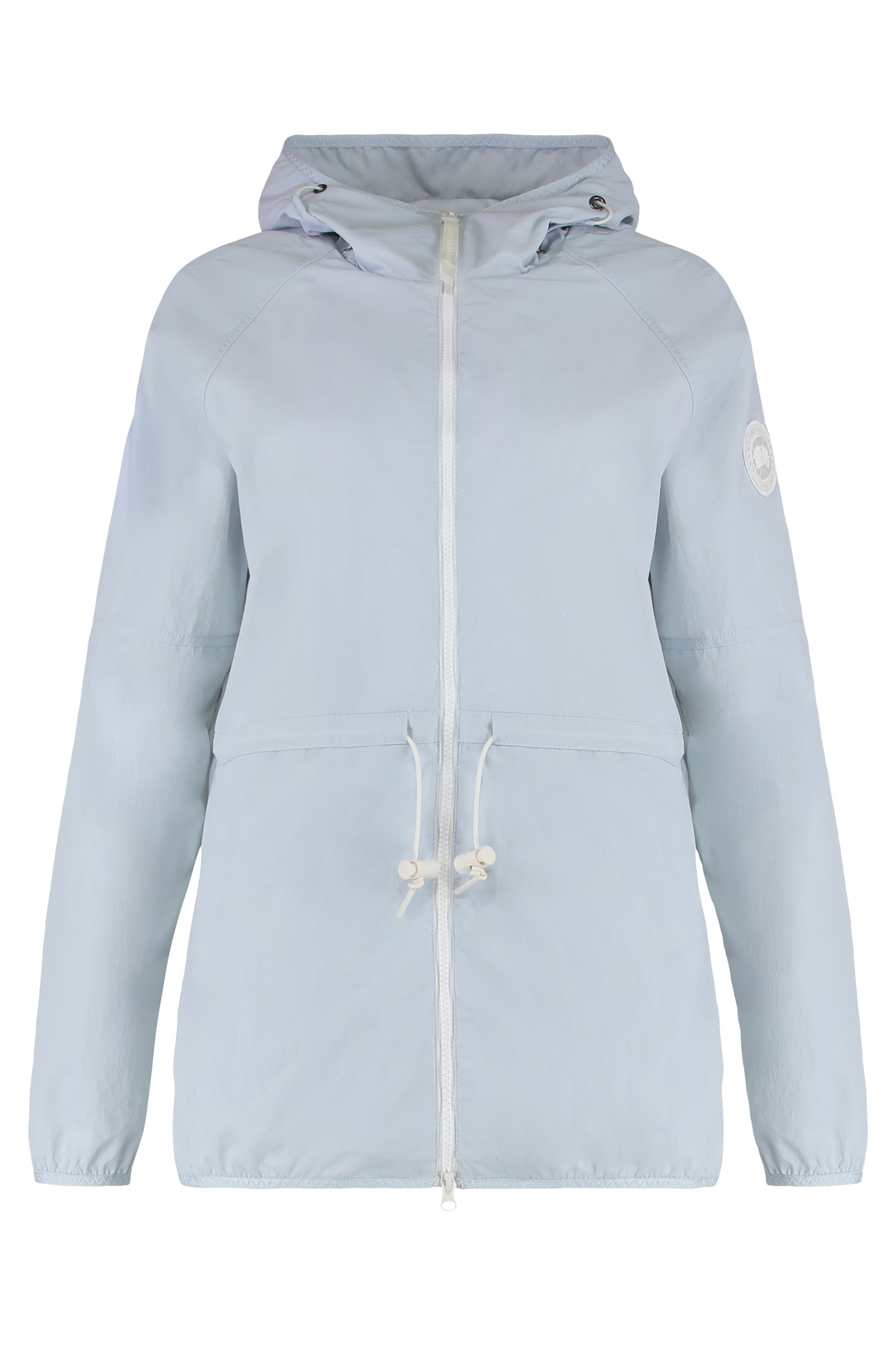 Canada Goose Windbreaker With Adjustable Drawstring Waist And Hood In Blue