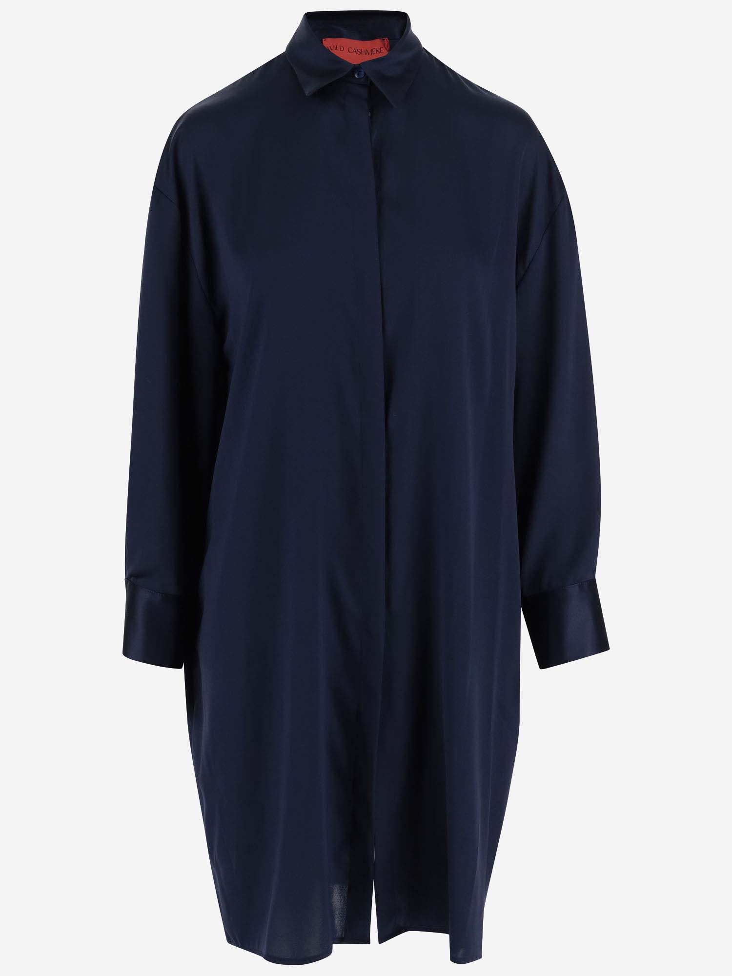 Shop Wild Cashmere Stretch Silk Chemise Dress In Blue