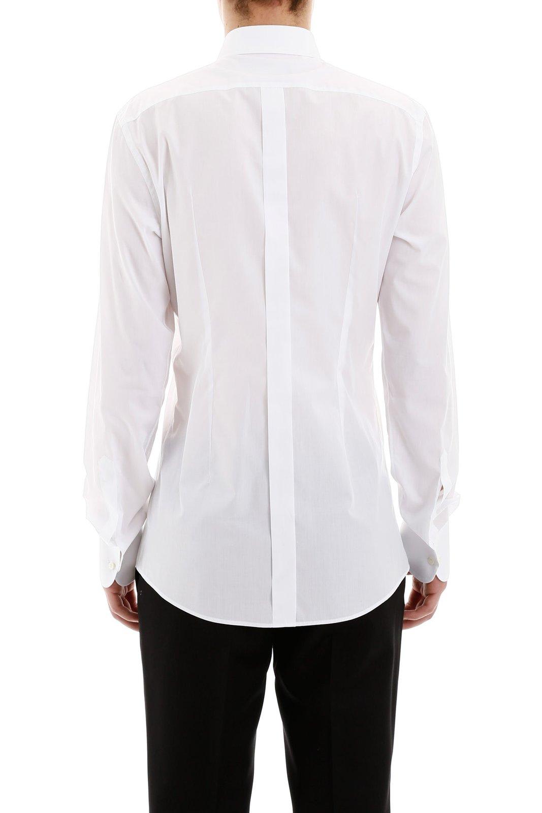Shop Dolce & Gabbana Fitted Tuxedo Shirt In Bianco