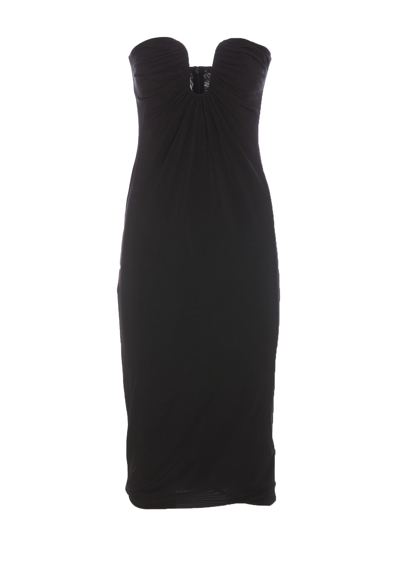 Pinko Fitted Black Stretch Viscose Midi Dress In Black